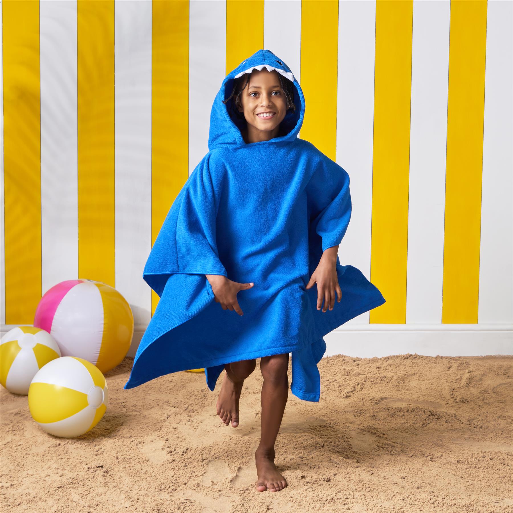 Kids Poncho Beach Towel Hooded Quick Dry Microfibre Holiday Swimming Absorbent - Picture 86 of 139