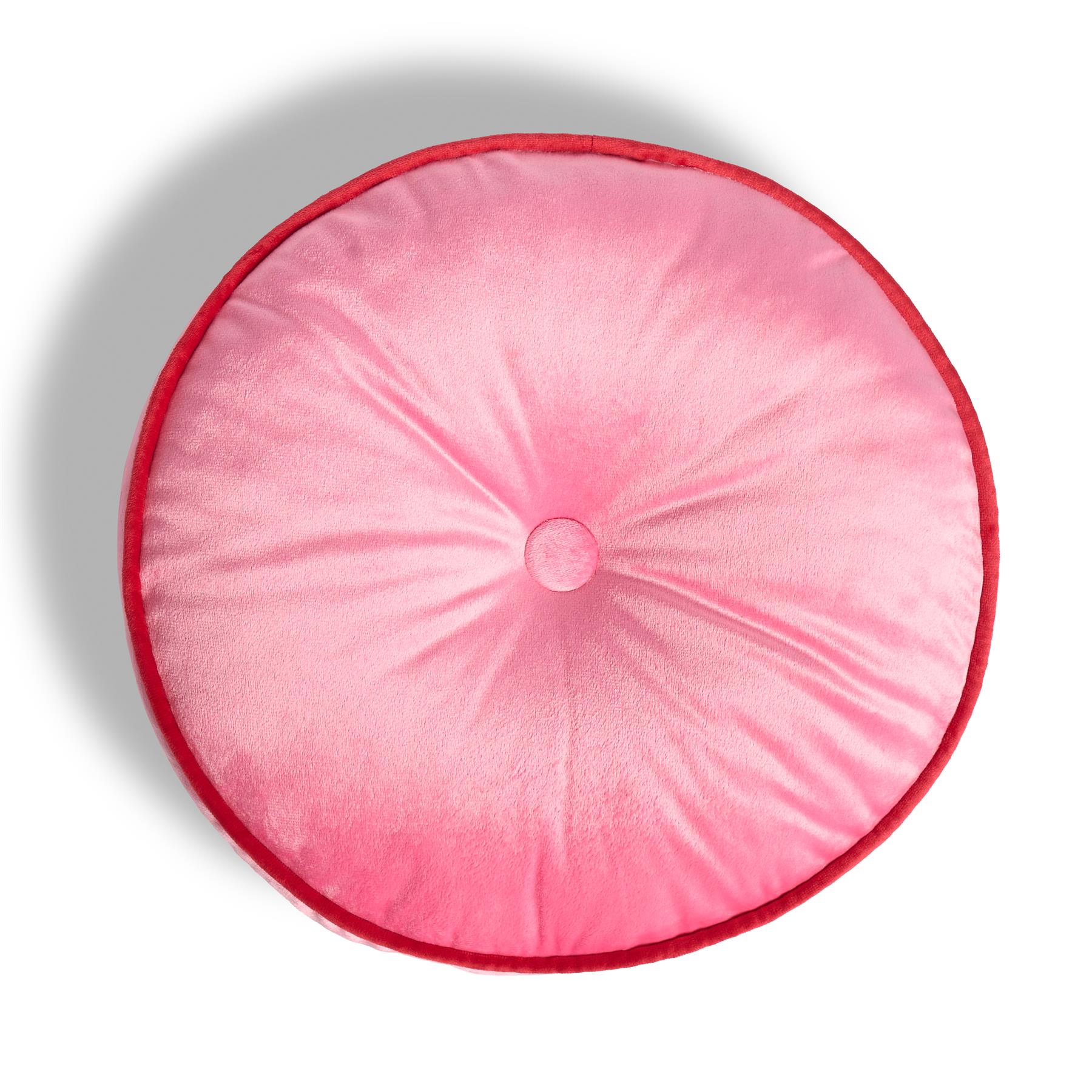 OHS Velvet Filled Cushion Round Bedroom Decor Scatter Chair Sofa Button Pillow