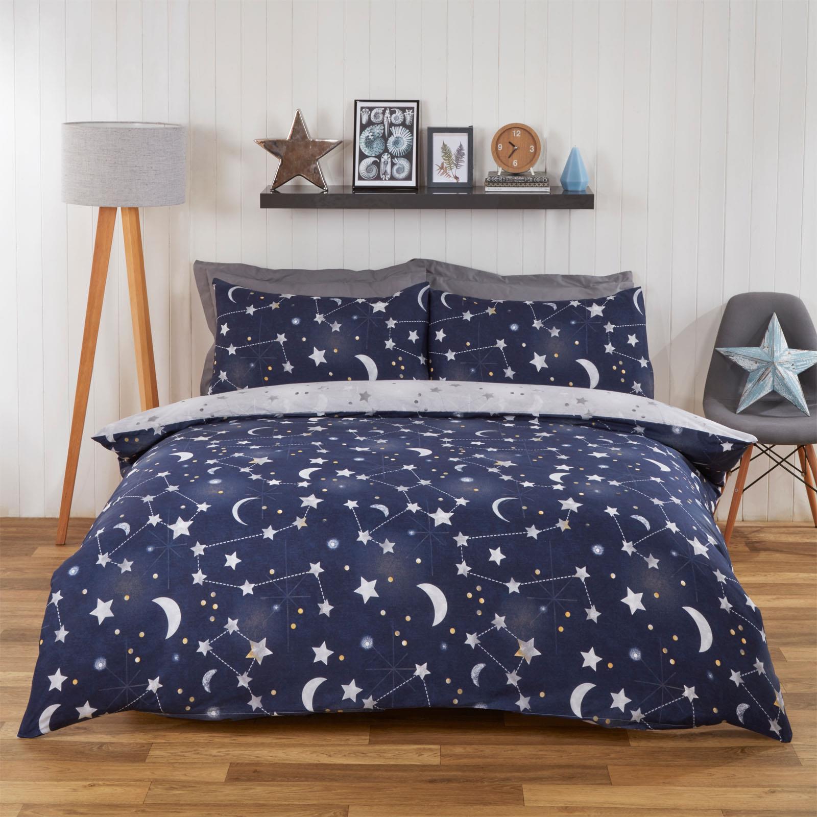 Dreamscene Moon Stars Galaxy Duvet Cover with Pillowcase Bedding Set