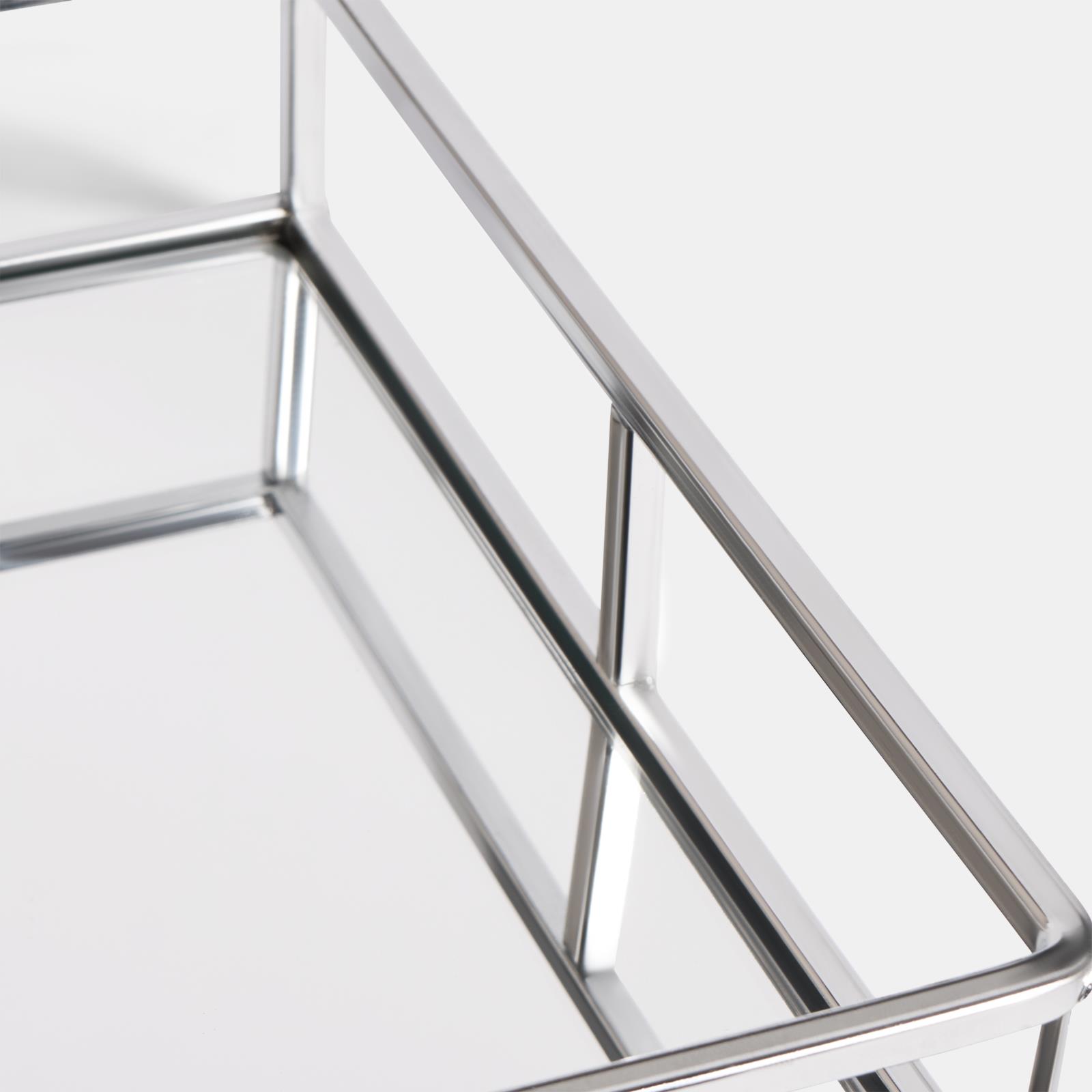 OHS Mirrored Serving Tray with Metal Frame Tealight Holder Vanity Display Plate