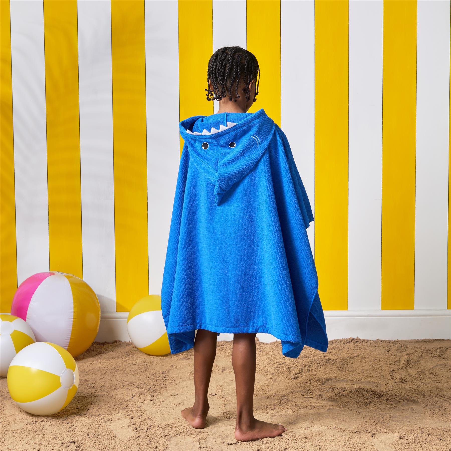 Kids Poncho Beach Towel Hooded Quick Dry Microfibre Holiday Swimming Absorbent - Picture 87 of 139