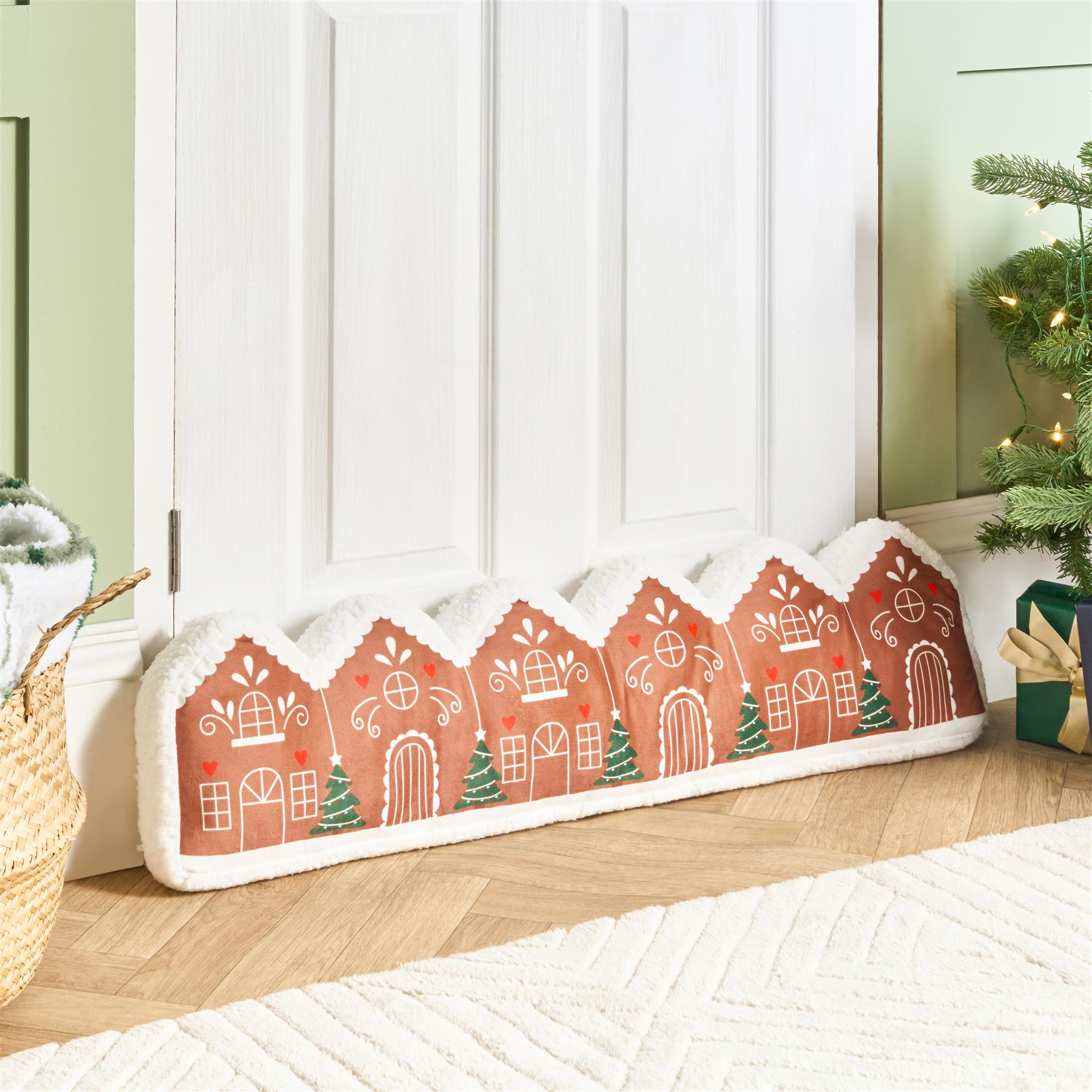 OHS Gingerbread House Draught Excluder Xmas Draft Wind Blocker Door Stopper