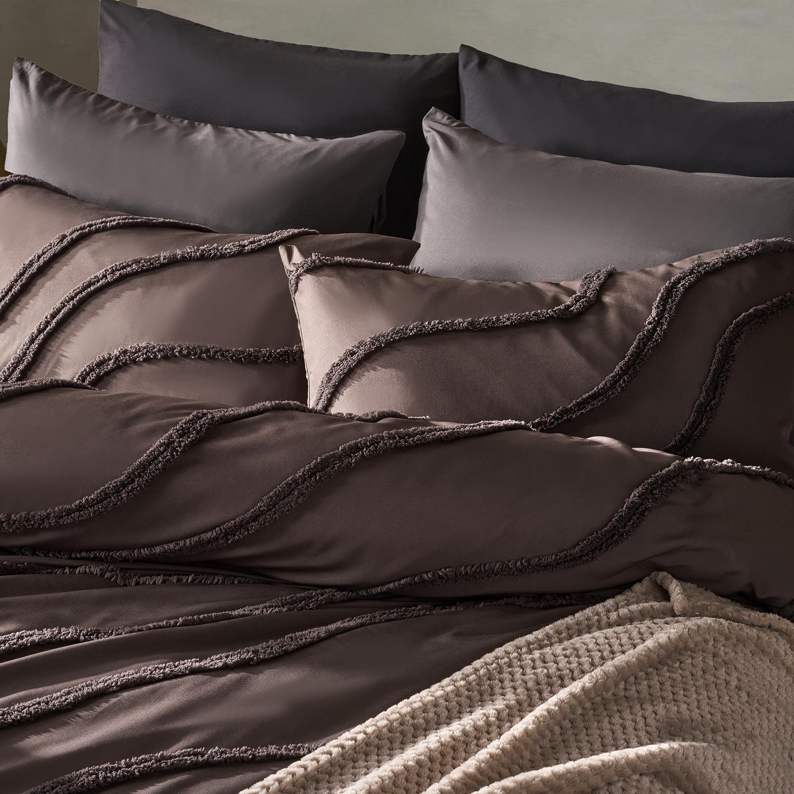 OHS Tufted Contour Bedding Set Soft Cosy Duvet Cover with Pillowcase