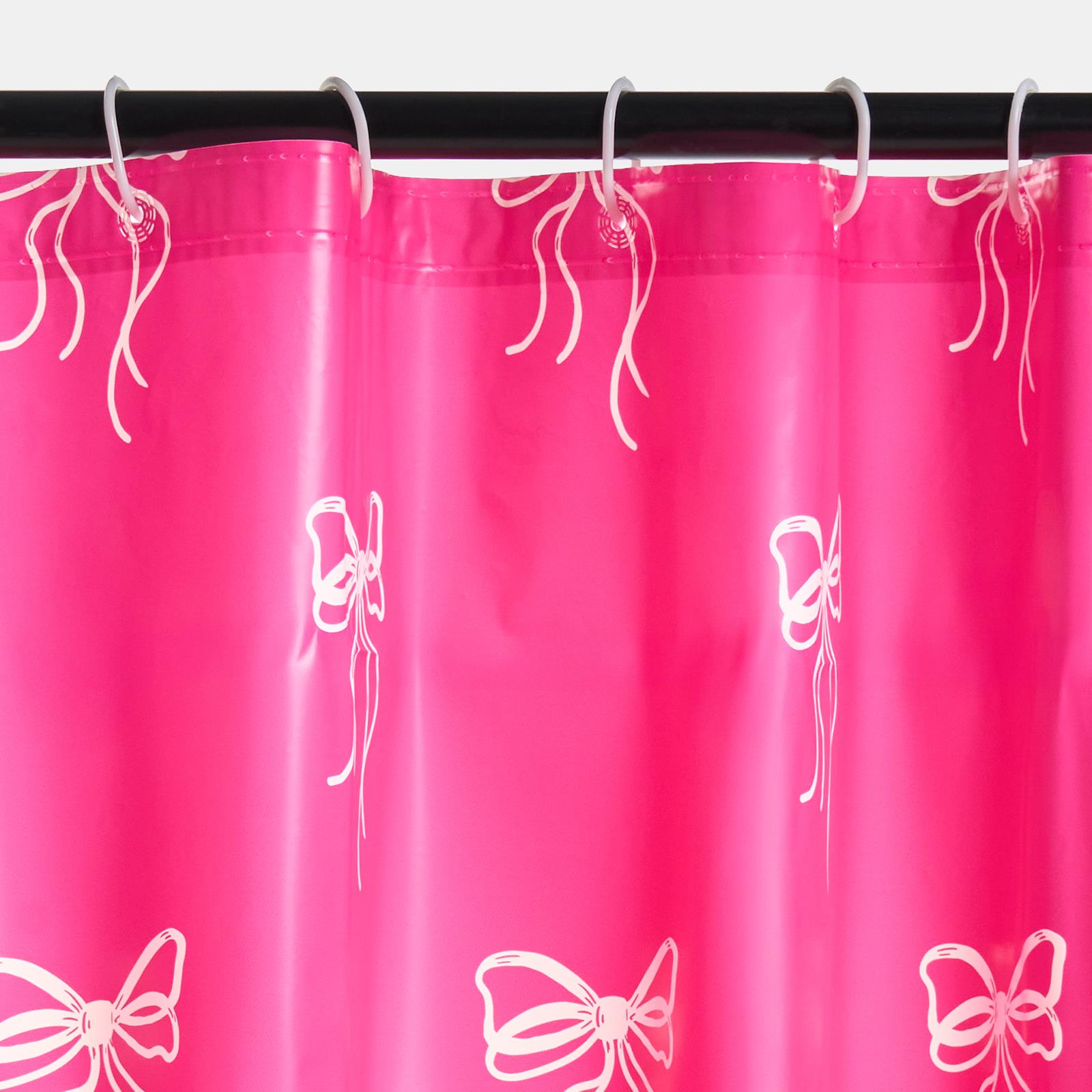 OHS Bows Shower Curtain with 12 Hooks Mould Proof Bathtub Curtains