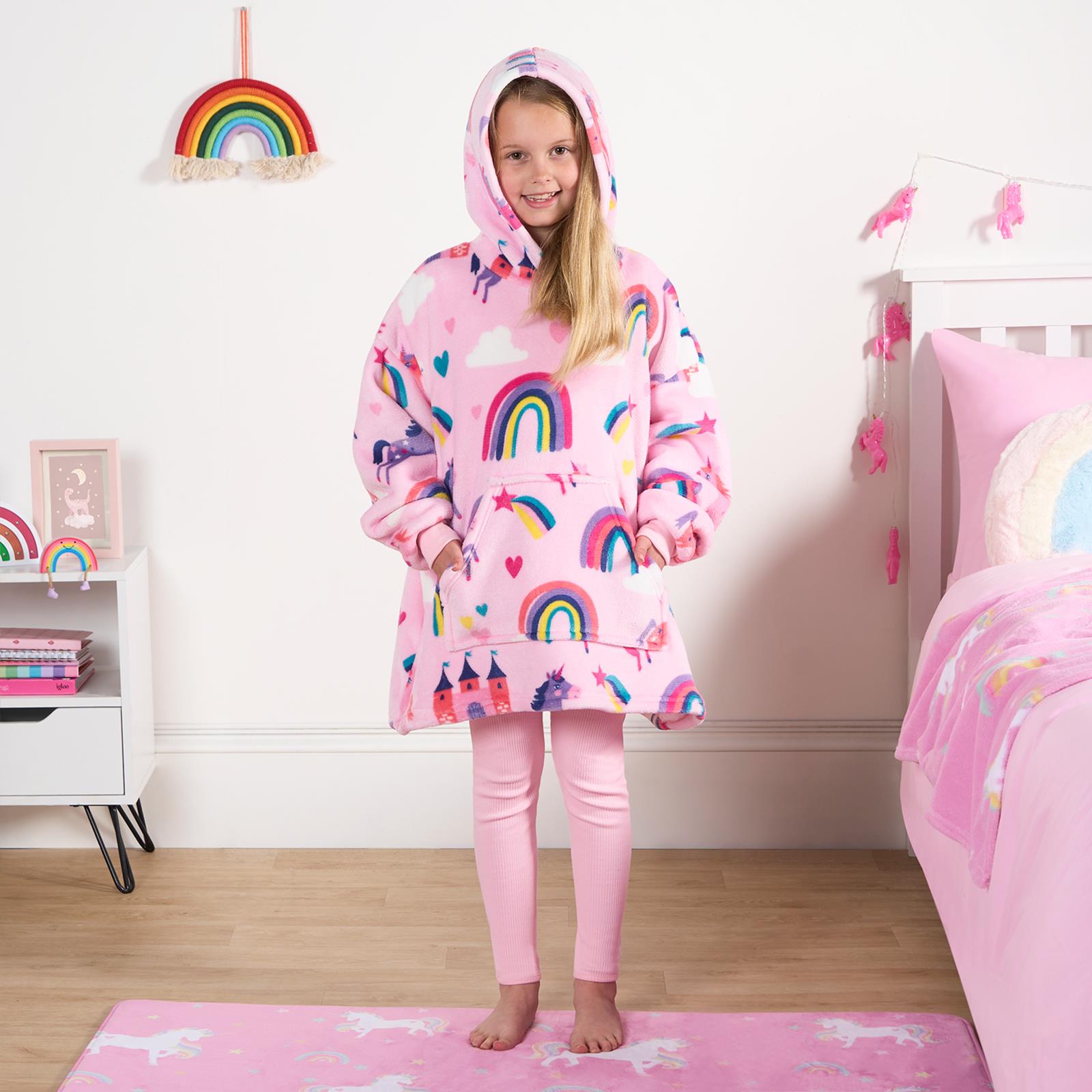 Kids Hoodie Blanket Oversized Sherpa Fleece Jumper Sweatshirt Soft Warm Throw - Picture 109 of 169