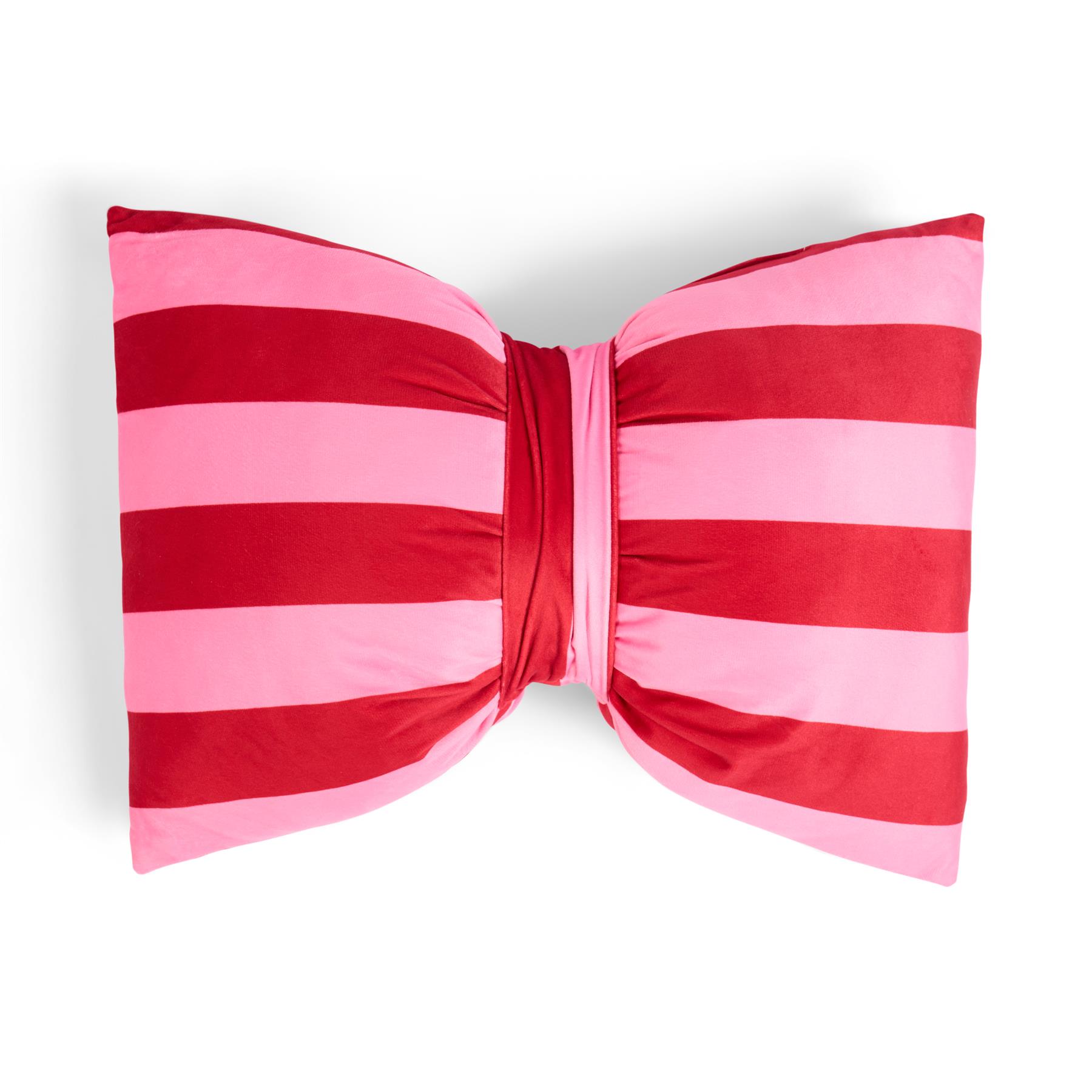 OHS Bow Shaped Cushion Striped Matte Velvet Novelty Decorative Scatter Pillow