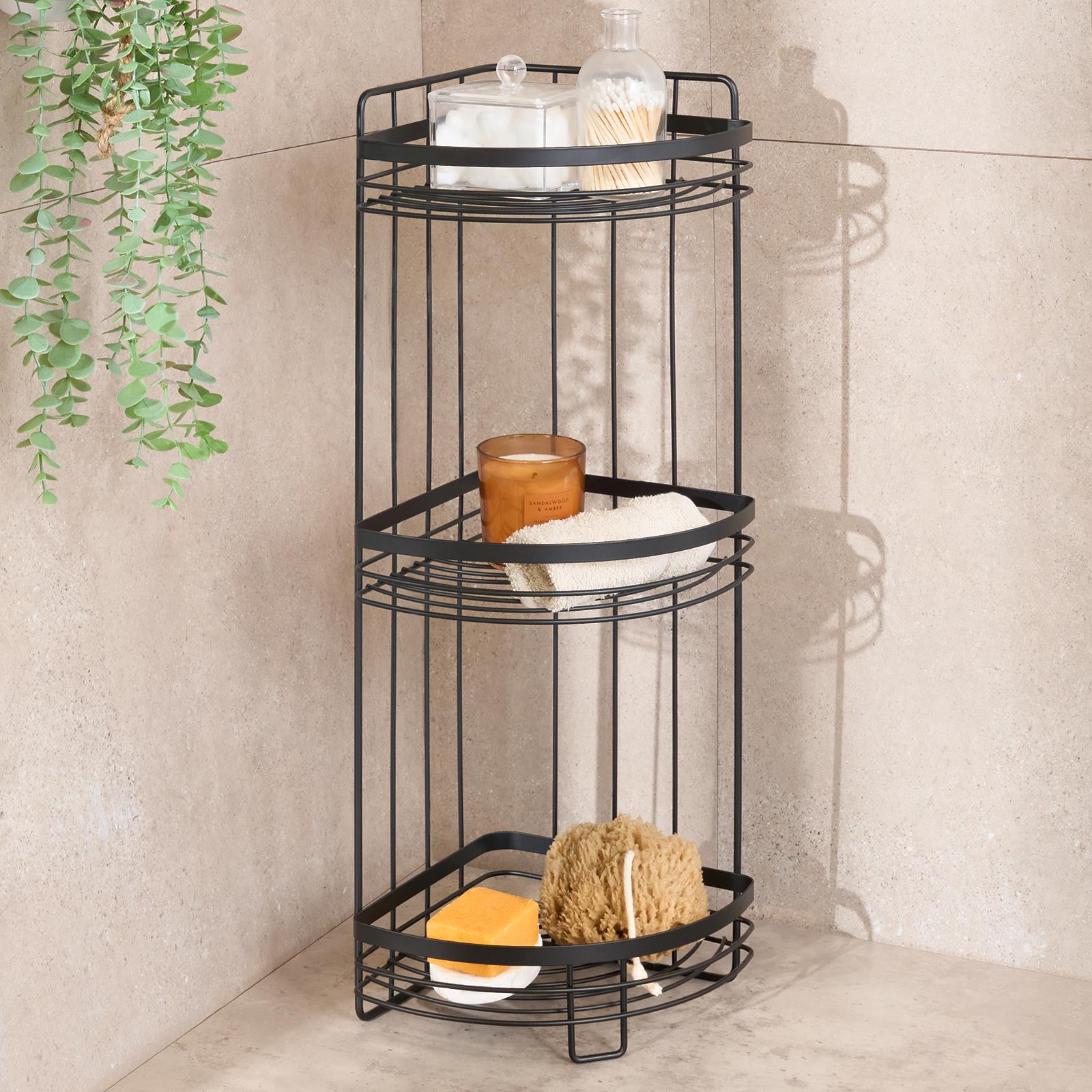 OHS 3 Tier Shower Caddy Bathroom Organiser Plastic Freestanding Corner Shelf