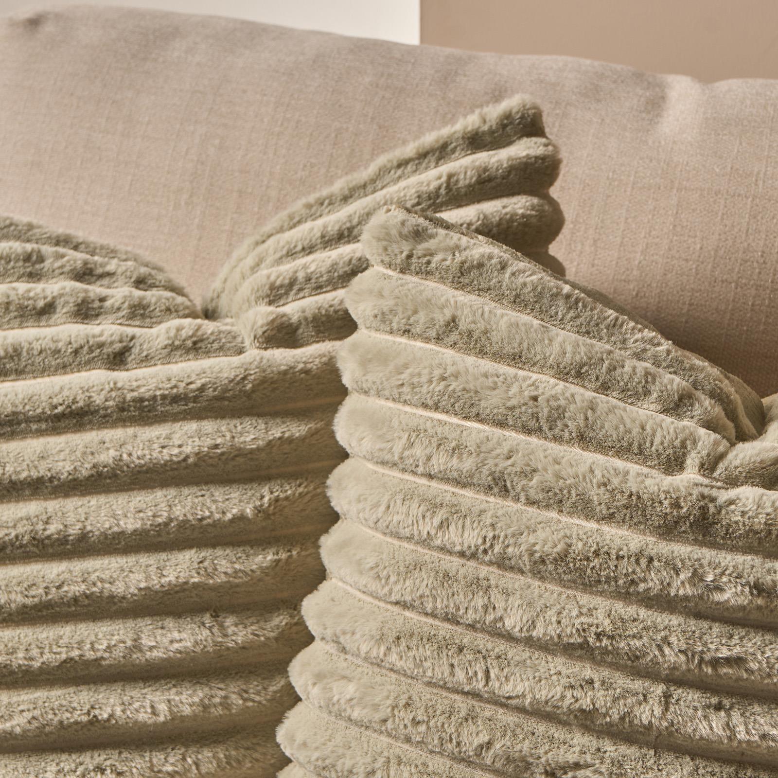OHS Thick Rib Cushion Covers Faux Fur Soft Fleece Square Pillowcases Home Decor