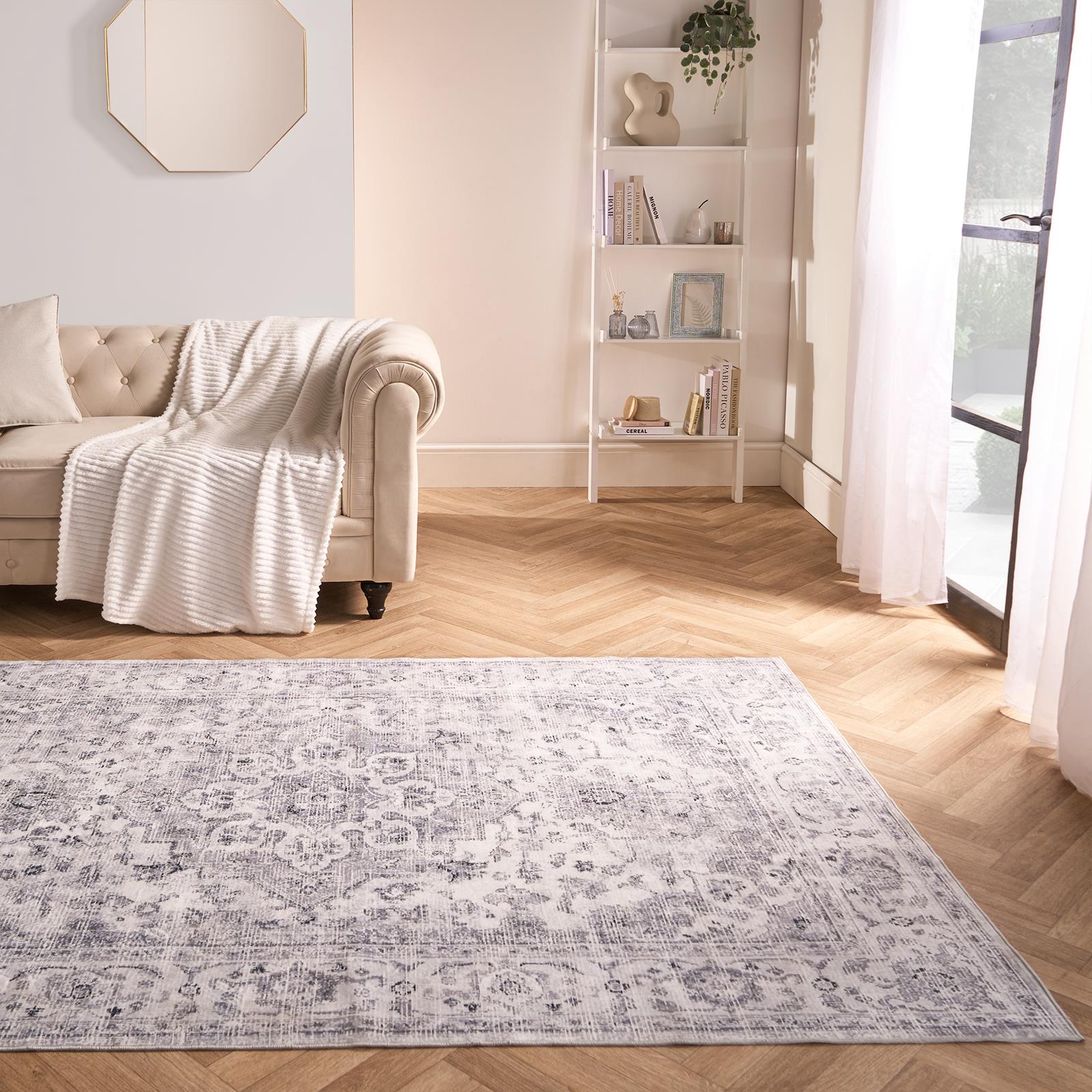 Washable Rug Vintage Living Room Bedroom Decor Non Slip Runners Soft Carpet Mat - Picture 16 of 29