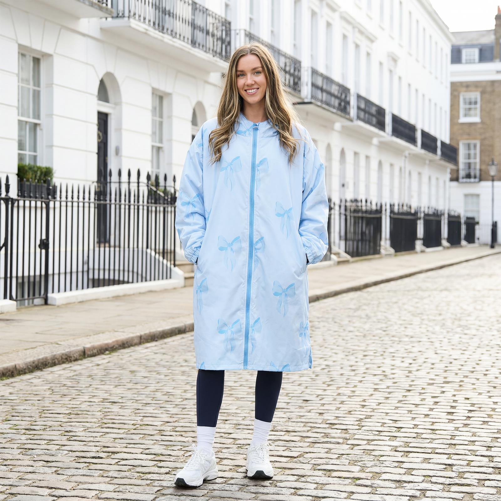 OHS Bows Print Drying Changing Robe Sherpa Lined Water Resistant Oversized Coat