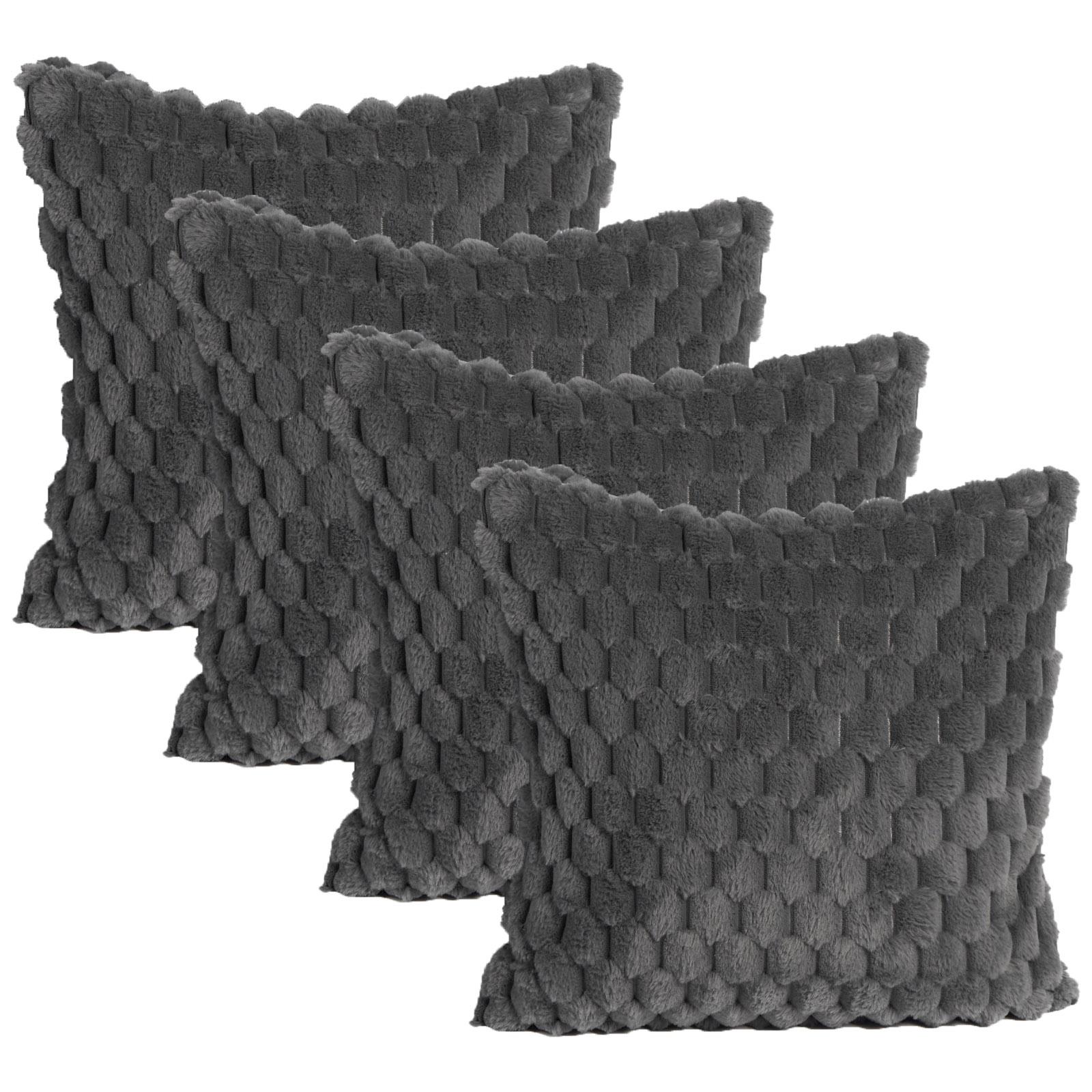 OHS Waffle Cushion Covers Faux Fur Soft Fleece Square Pillowcases Home Decor