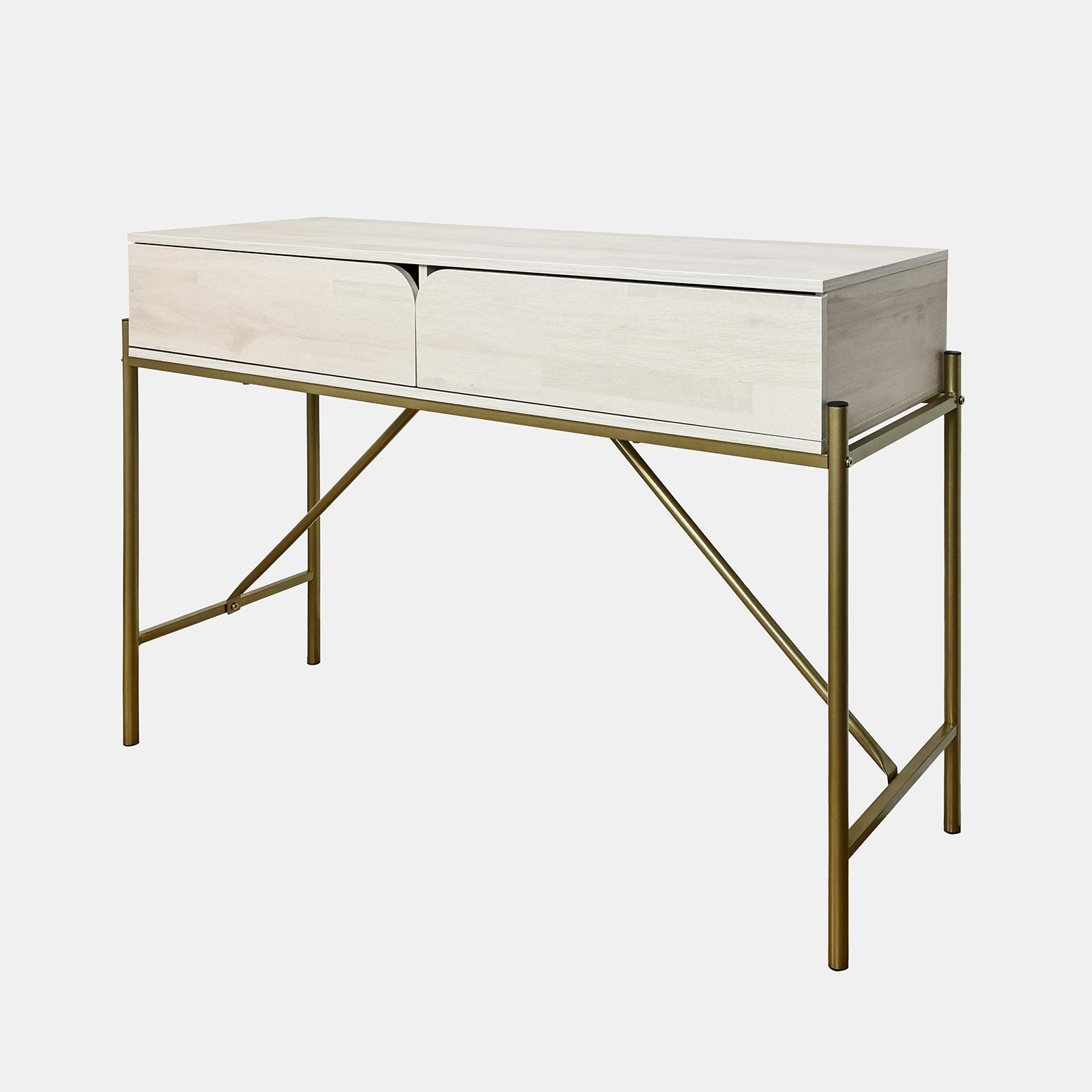 OHS Curved Dressing Table Engineered Wood Makeup Vanity Desk with 2 Drawers