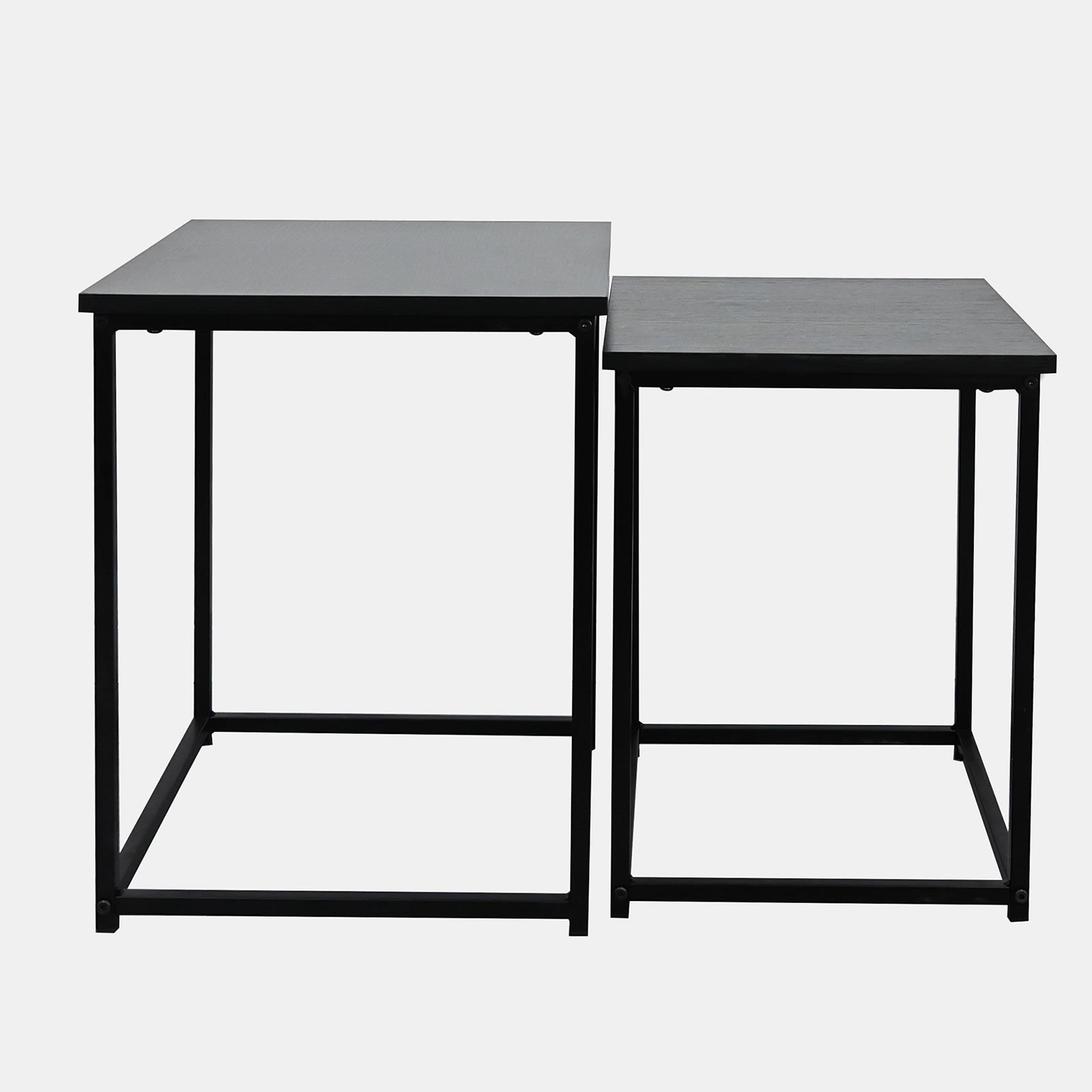 Nest of Tables Square Wood Top Modern End Side Living Room Home Decor Set of 2
