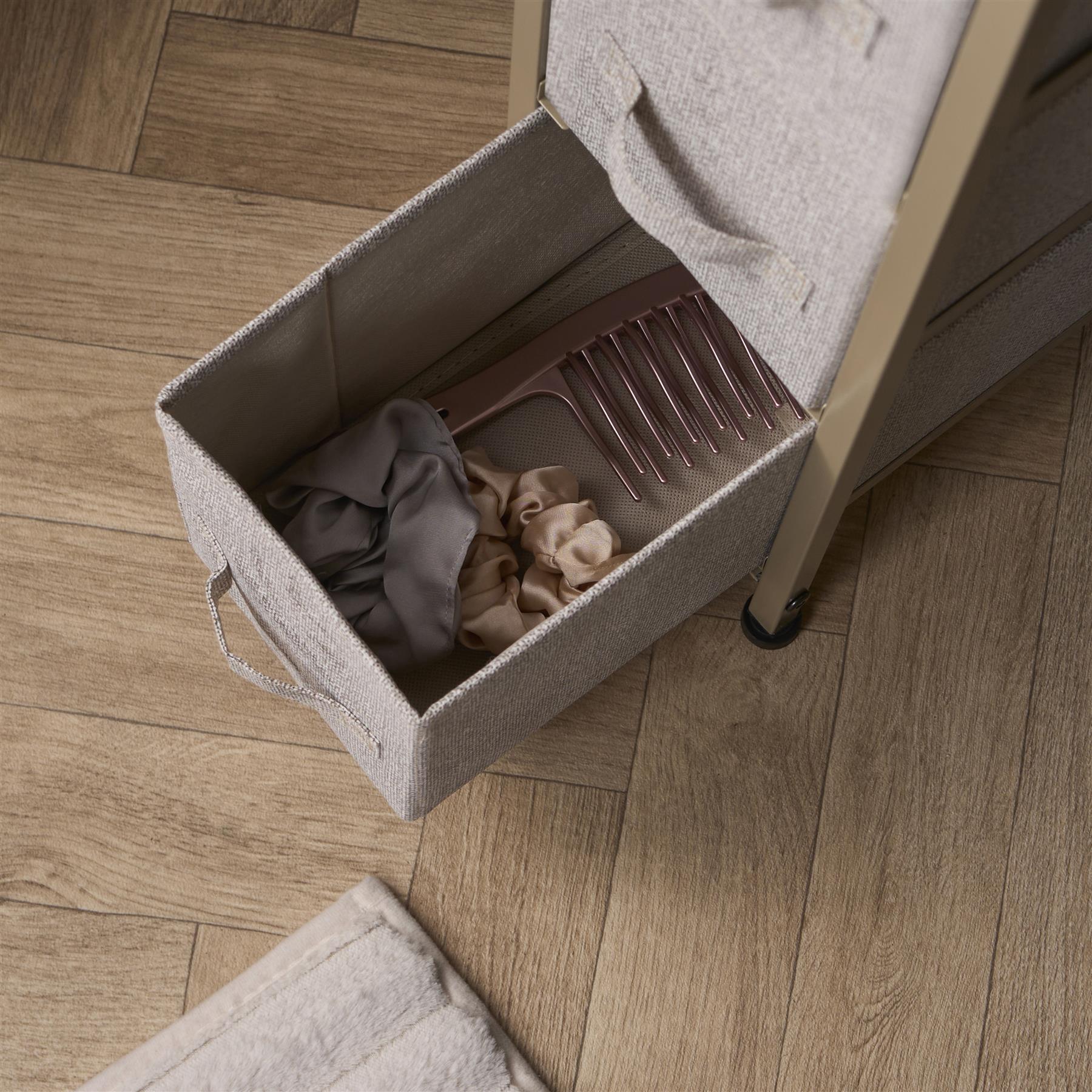 Narrow 4 Drawer Storage Cabinet Bedside Table Unit Clothes Home Fabric Organiser