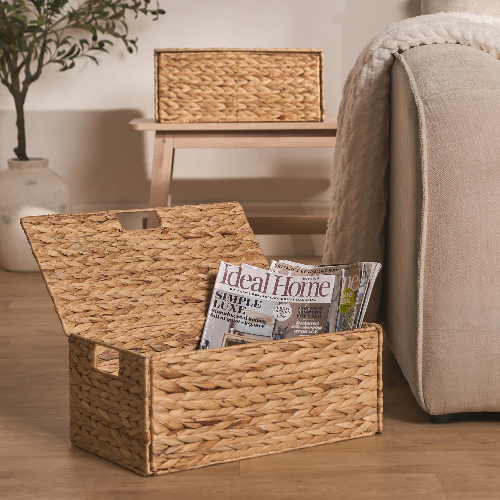 Natural Storage Cube Folding Rope Organiser Woven Wicker Hamper Strong Eco Box - Picture 10 of 20