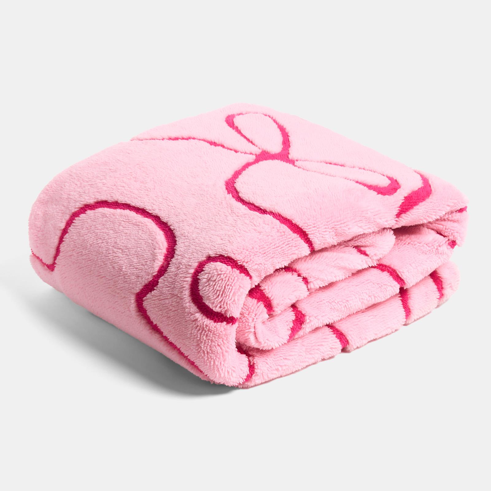 OHS Bows Throw Tufted Teddy Fleece Blanket Winter Soft Warm Bedspread
