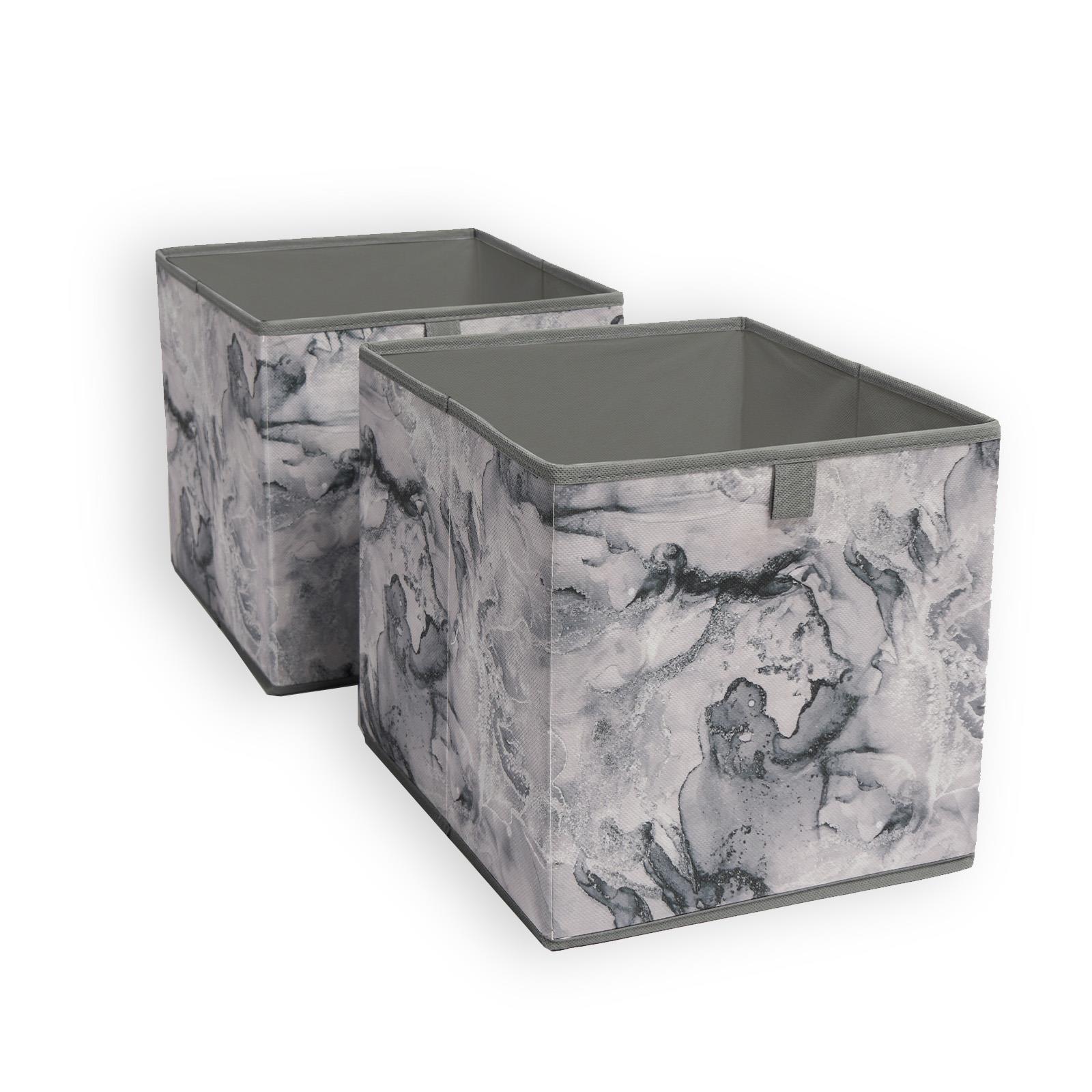 Marble Storage Cubes 2/4 Pack Folding Boxes Shoe Toy Tidy Set Space Saving Box