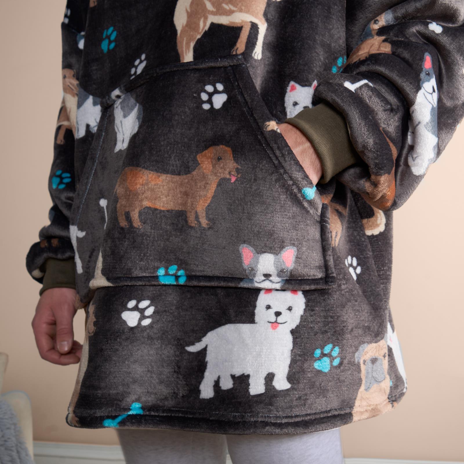 Dog Hoodie Blanket Oversized Cat Paw Plush Super Soft Giant Warm Wearable Throw - Picture 16 of 18