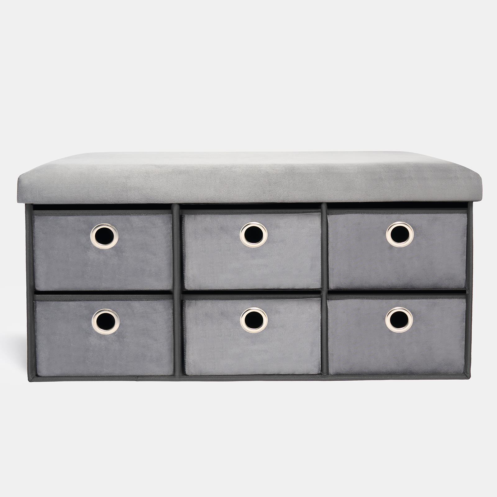 Storage Cube Unit 6 Draw Ottoman Space Saving Velvet Chest Shoe Boucle Organiser