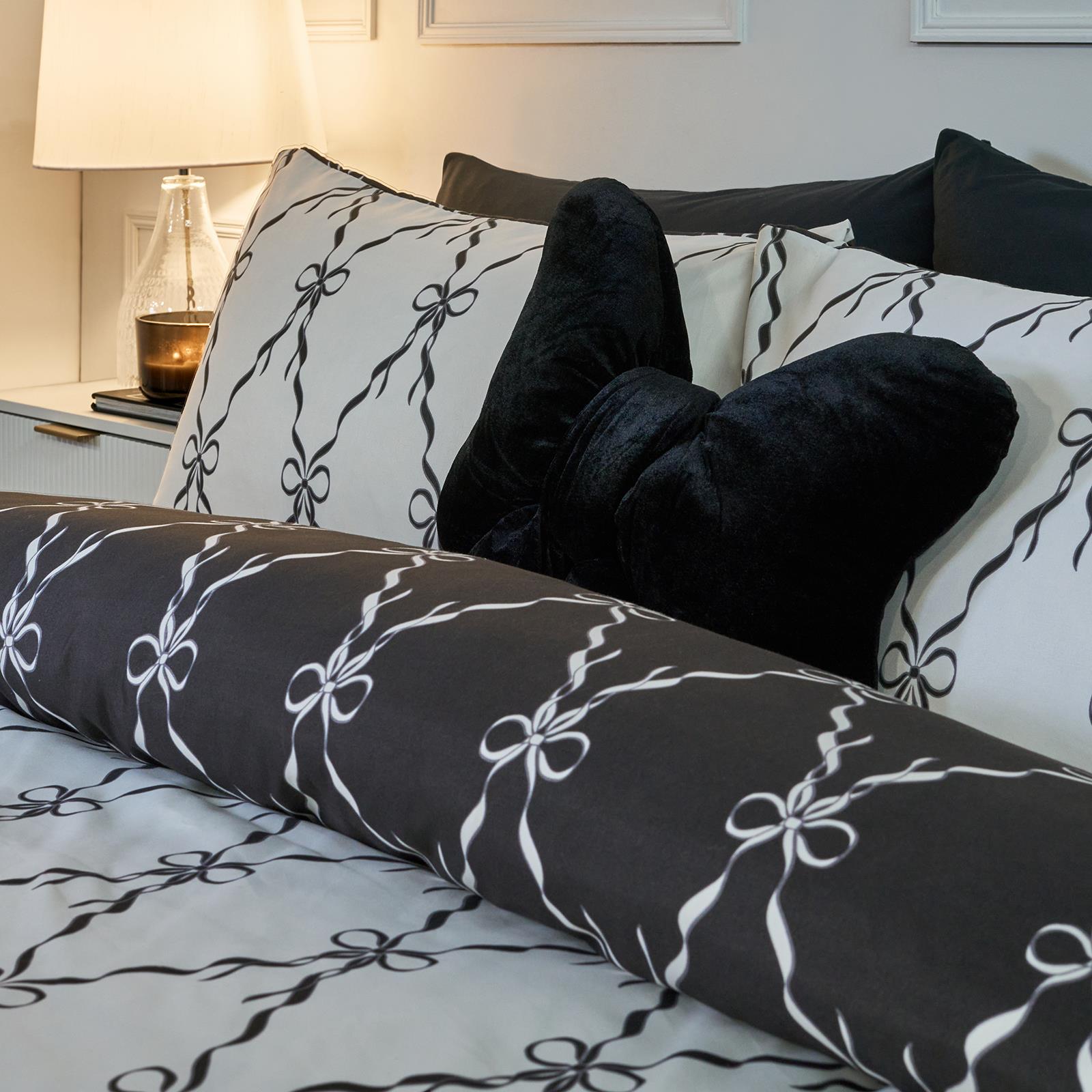 OHS Bow Lattice Bedding Set Microfibre Reversible Duvet Cover with Pillowcase