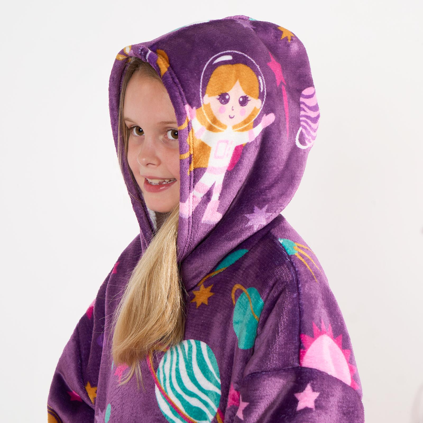 Kids Hoodie Blanket Oversized Sherpa Fleece Jumper Sweatshirt Soft Warm Throw - Picture 133 of 169