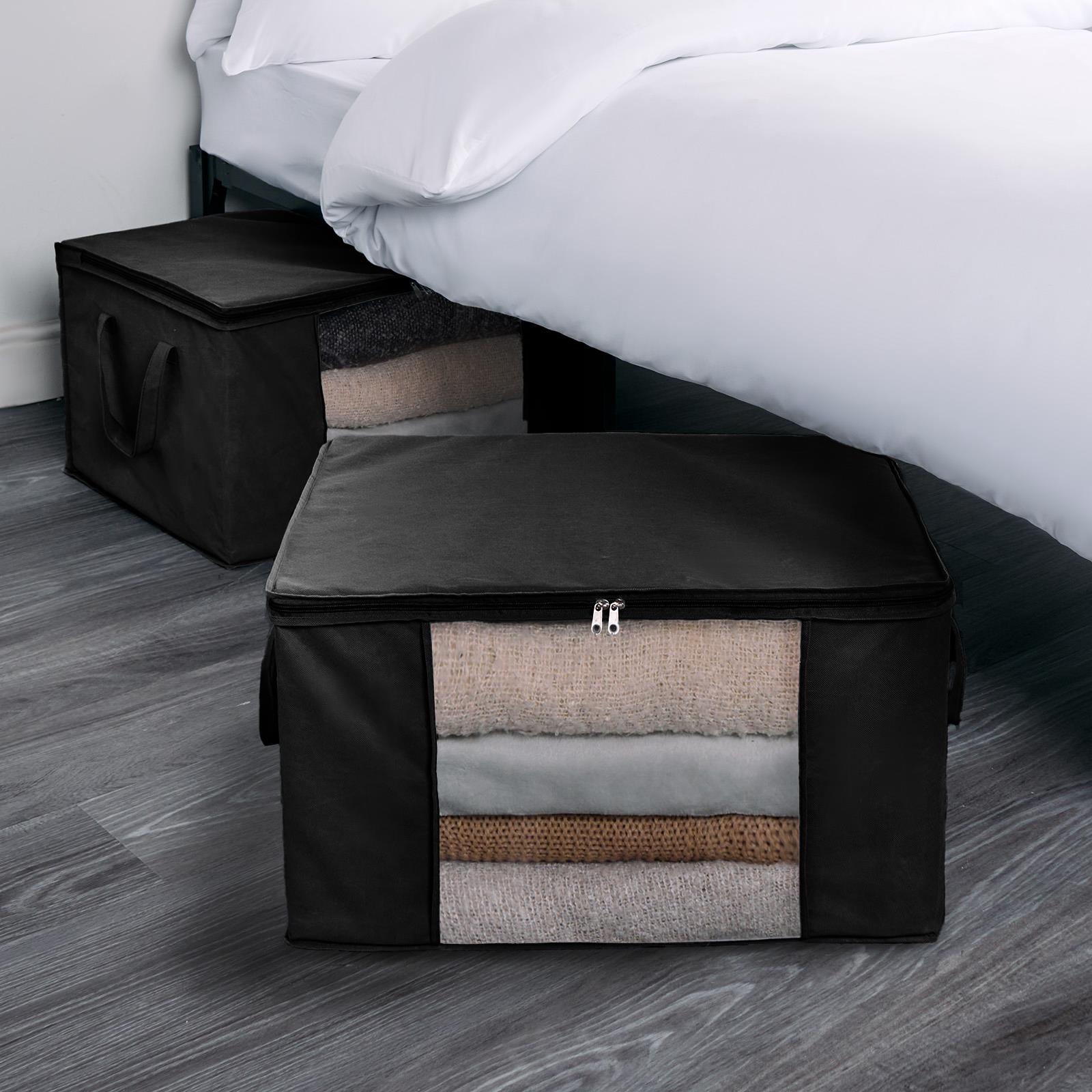 Large Underbed Storage Bags 2 Pack Clothes Shoes Organiser Folding Zipped Cube