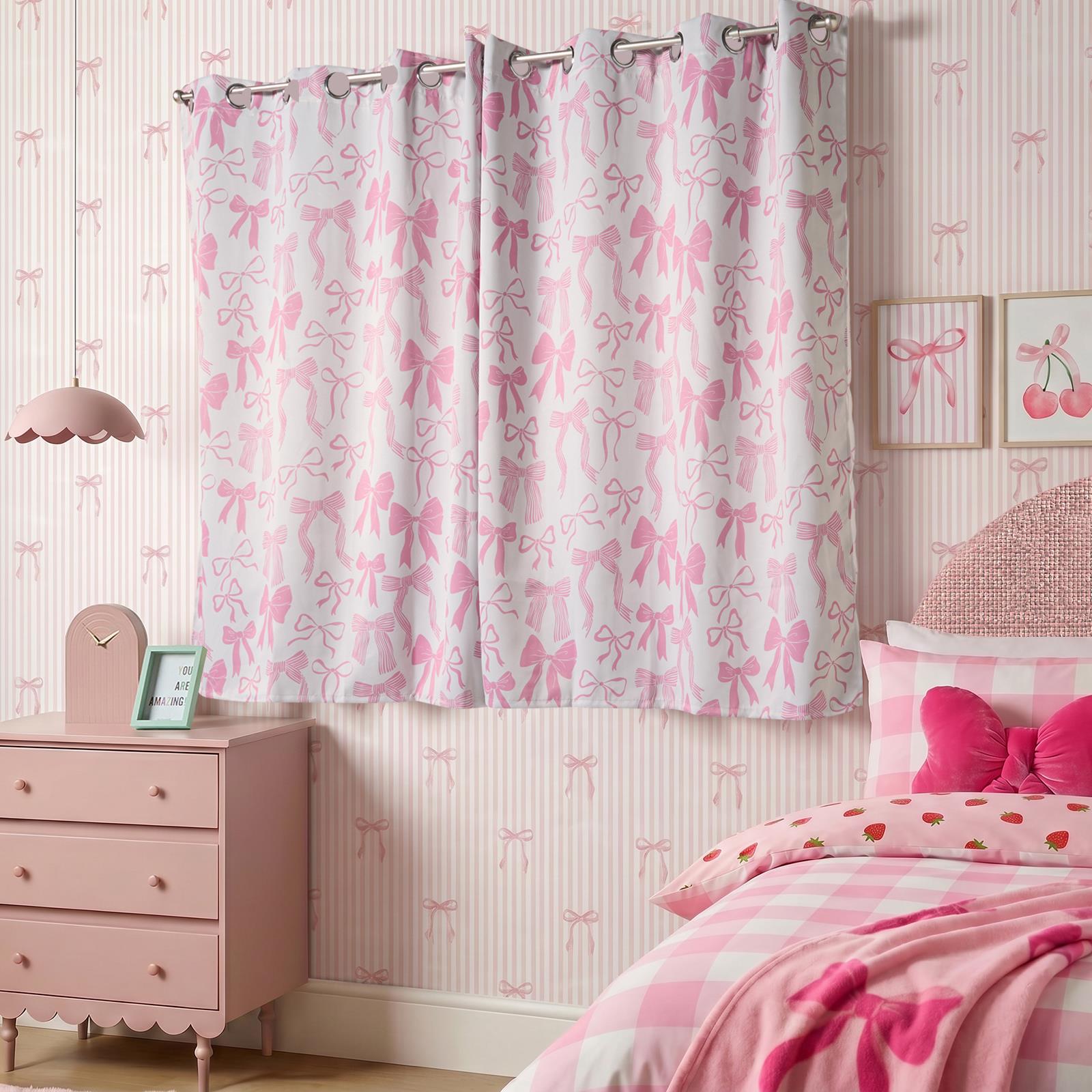 OHS Kids Eyelet Curtains Printed Pair of Blackout Ring Top Panels Ready Made