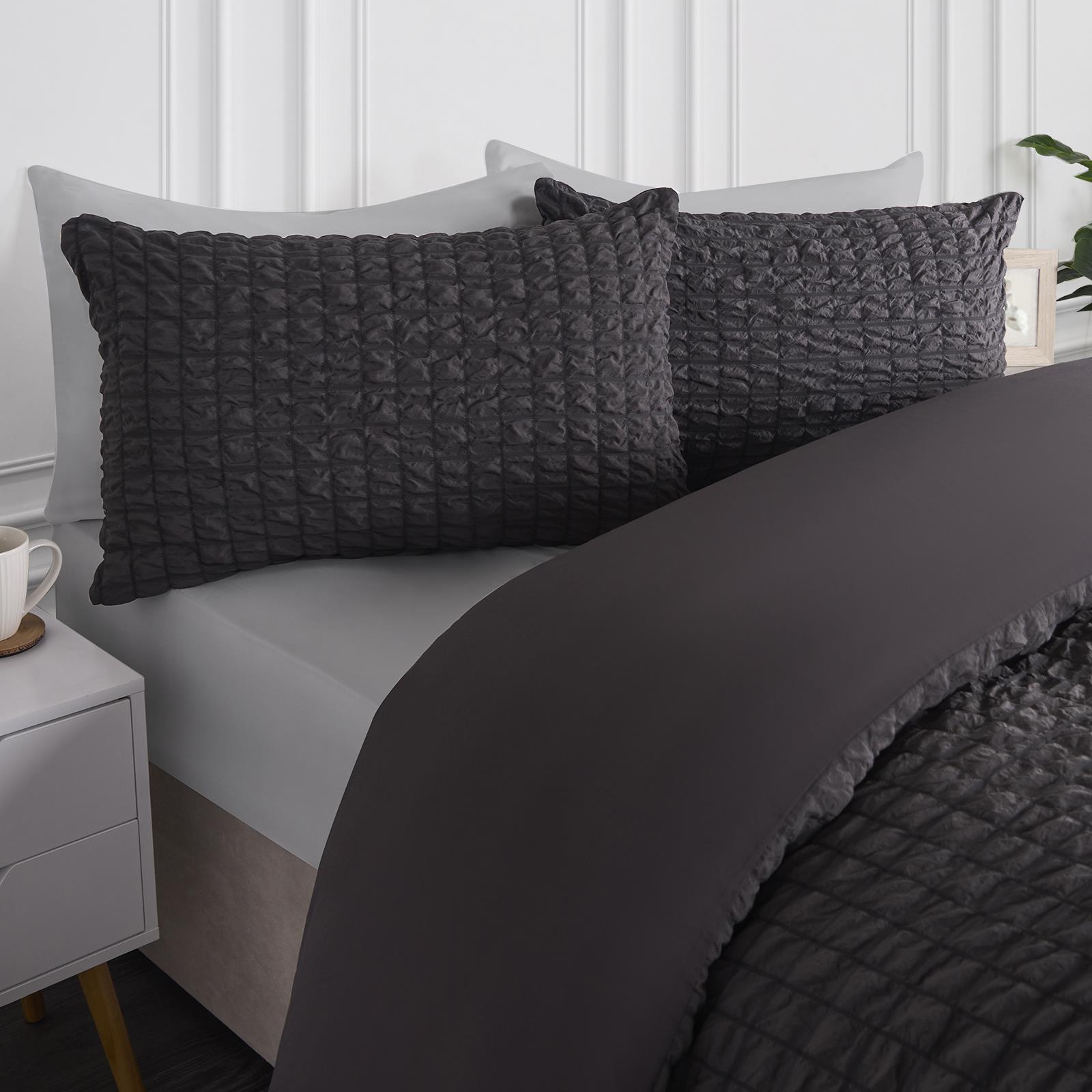 Luxury Seersucker Duvet Cover Set Geo Pillowcase Quilt Bedding Double King Size - Picture 13 of 36