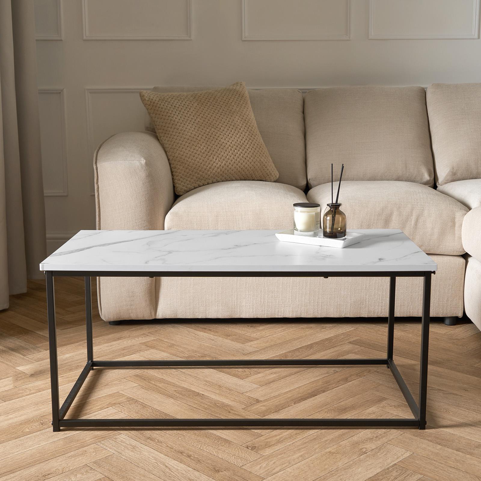 Coffee Table Marble Bedside End Living Room Modern Office Metal Frame Home Decor - Picture 24 of 28