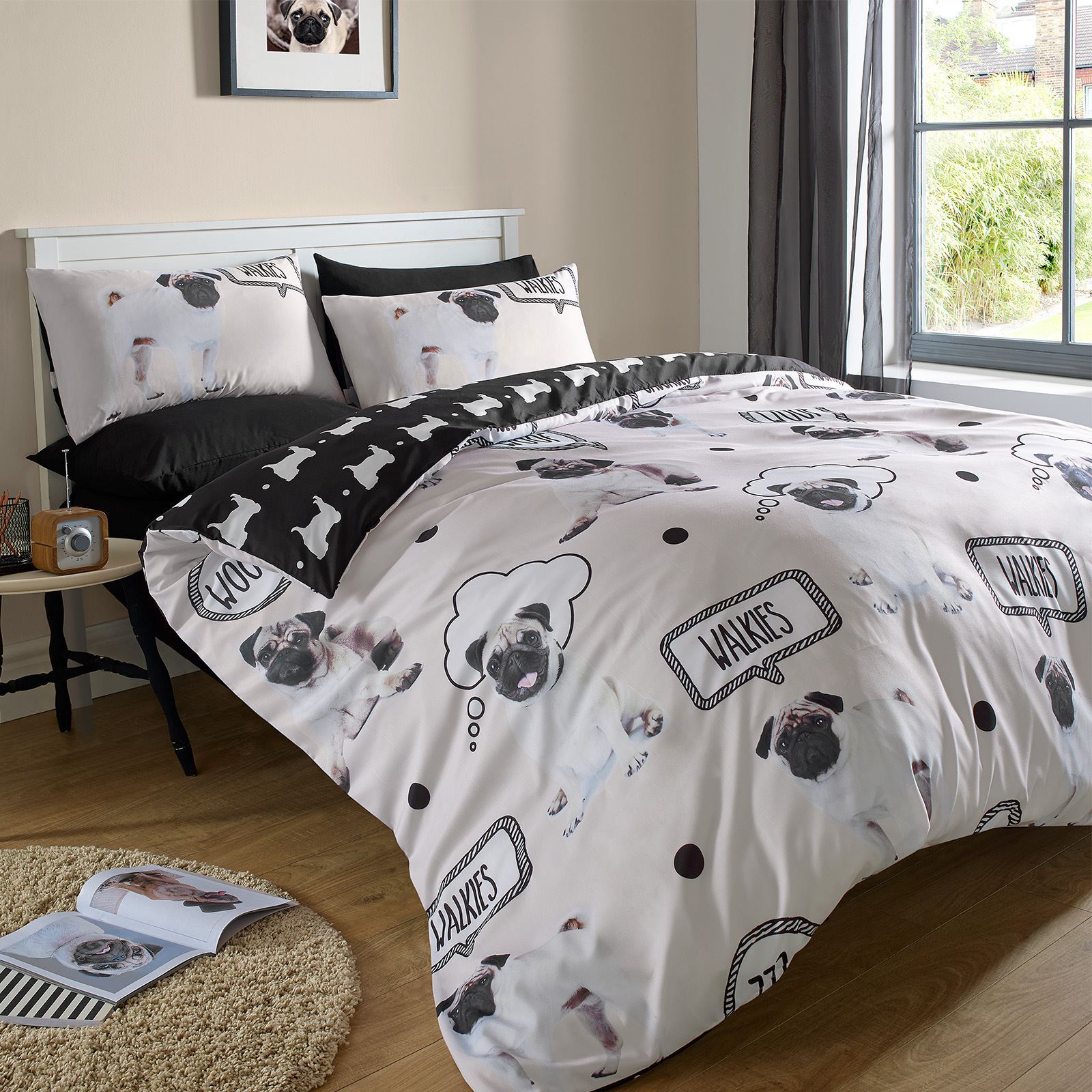 Dreamscene Pug Duvet Cover with Pillow Case Bedding Set OR Dog Bed Blanket Throw