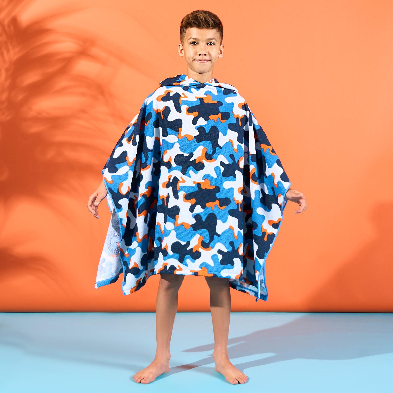 Kids Poncho Beach Towel Hooded Quick Dry Microfibre Holiday Swimming Absorbent