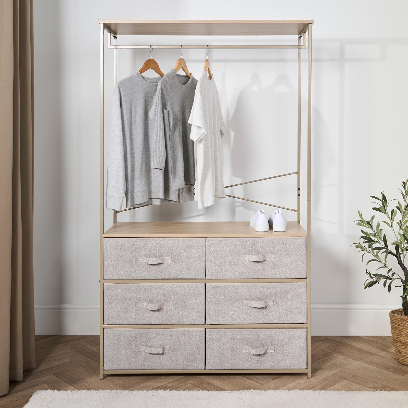 Cabinet Rail Wardrobe Open Home 6 Drawer Coat Hanger Storage Clothes Organiser