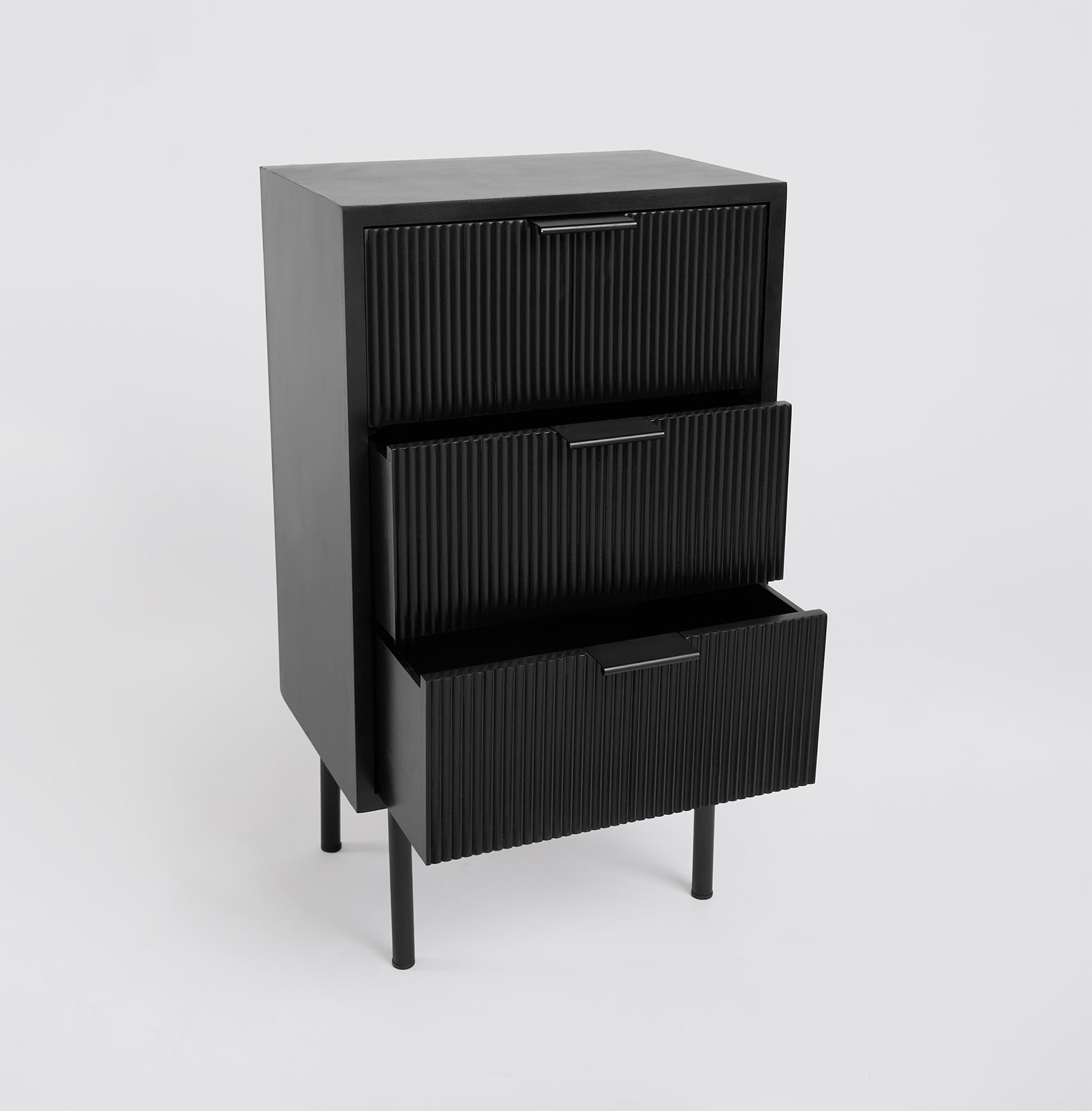 Ribbed Bedside Table Modern Bedroom 3/4 Draw Office Nightstand Living Room Unit - Picture 8 of 71