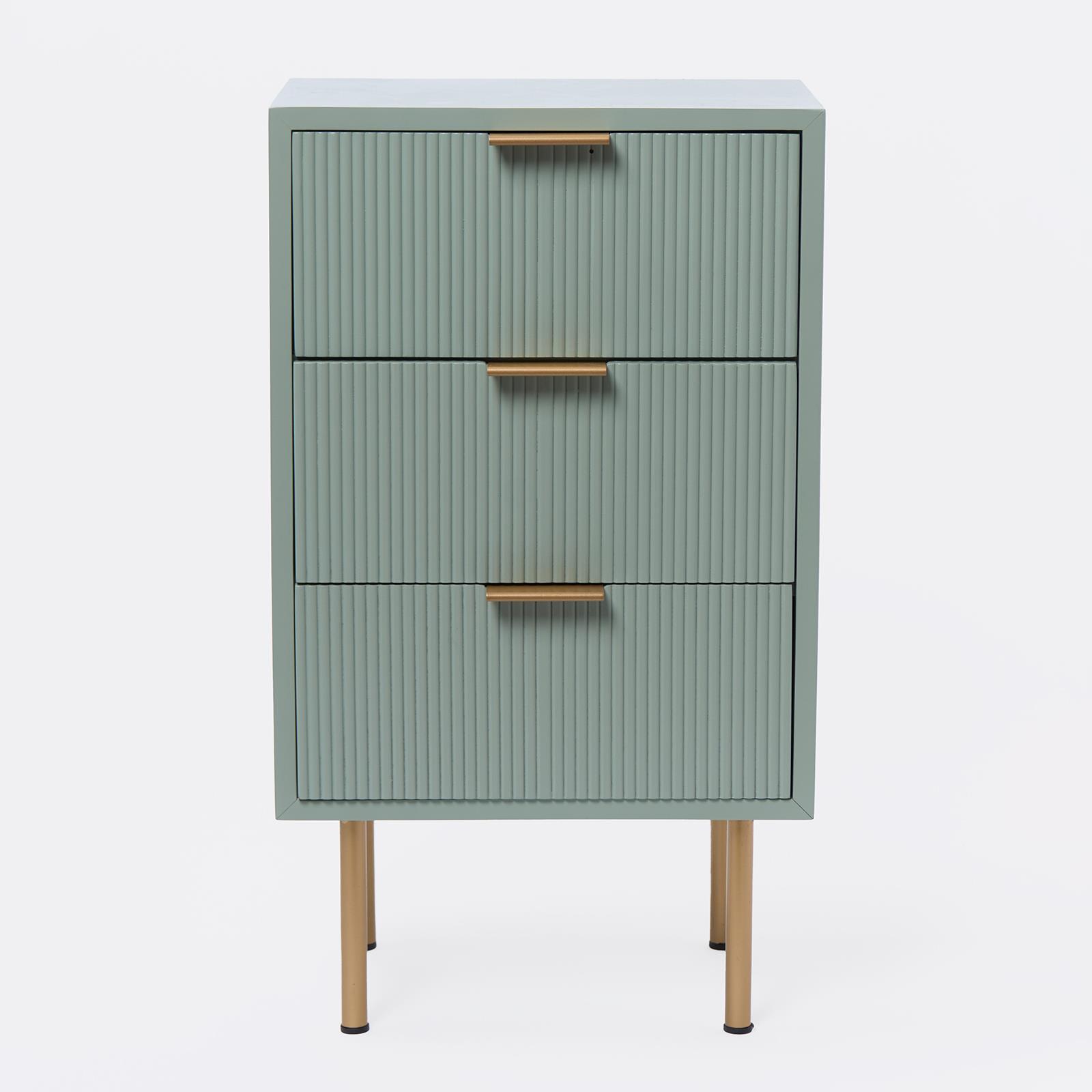 Ribbed Bedside Table Modern Bedroom 3/4 Draw Office Nightstand Living Room Unit - Picture 39 of 71