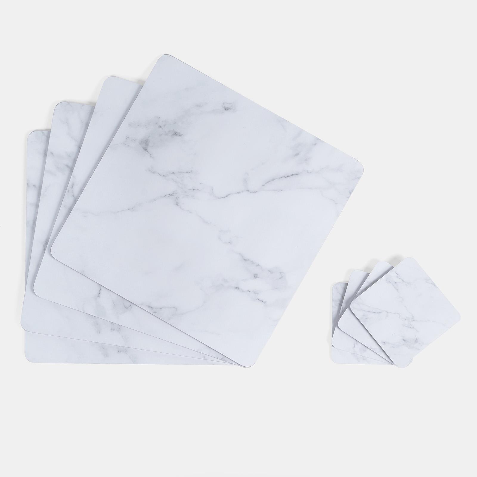 OHS Marble Effect Placemat Coaster 4 Set Luxury Table Mats Home Decor