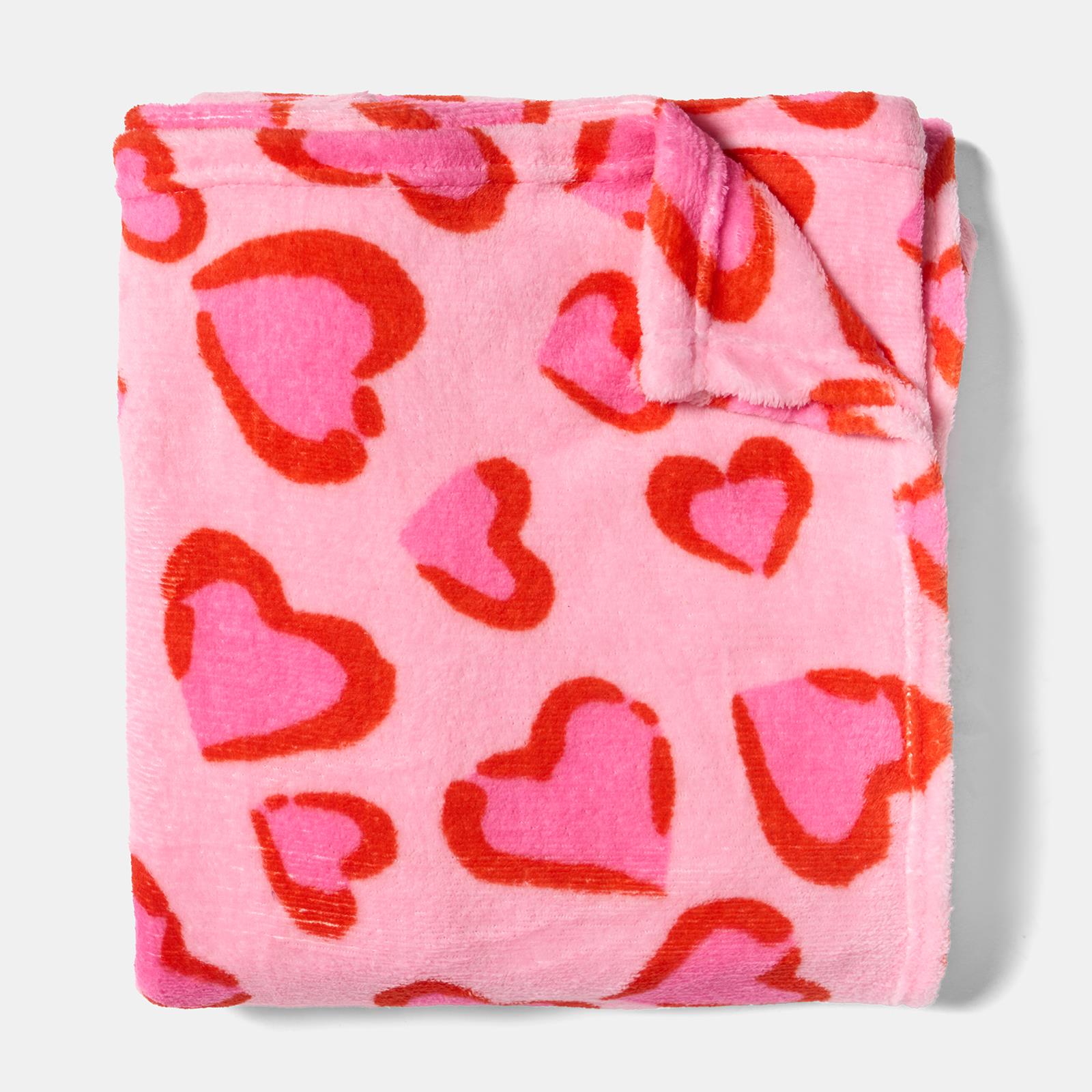 OHS Heart Leopard Throw Ultra Soft Blanket Flannel Fleece Lightweight Bedspread