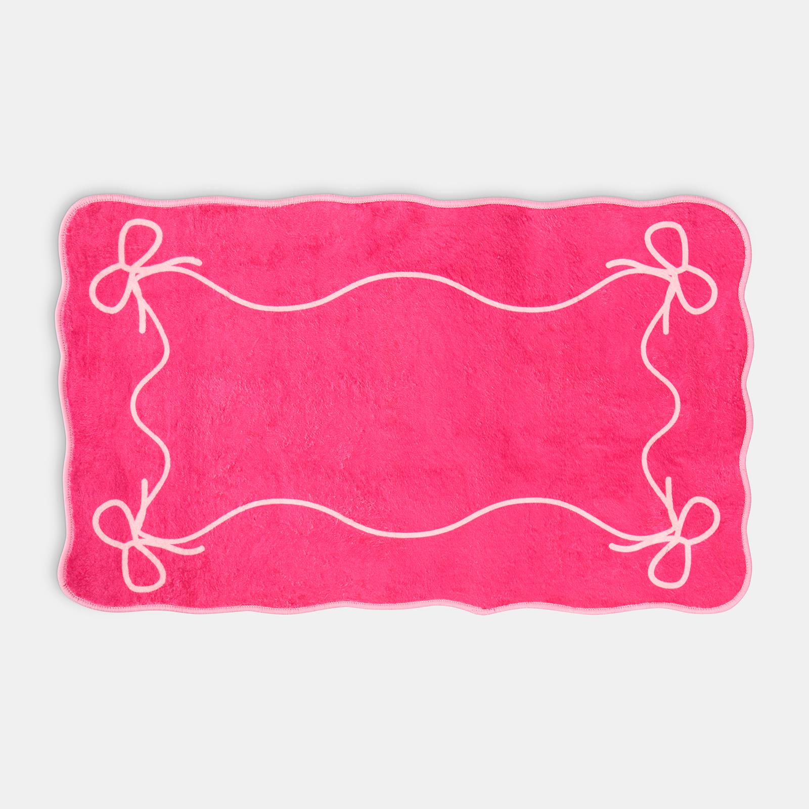 OHS Bows Bath Mat Soft Velvet Quick Dry Non-Slip Bathroom Shower Rug