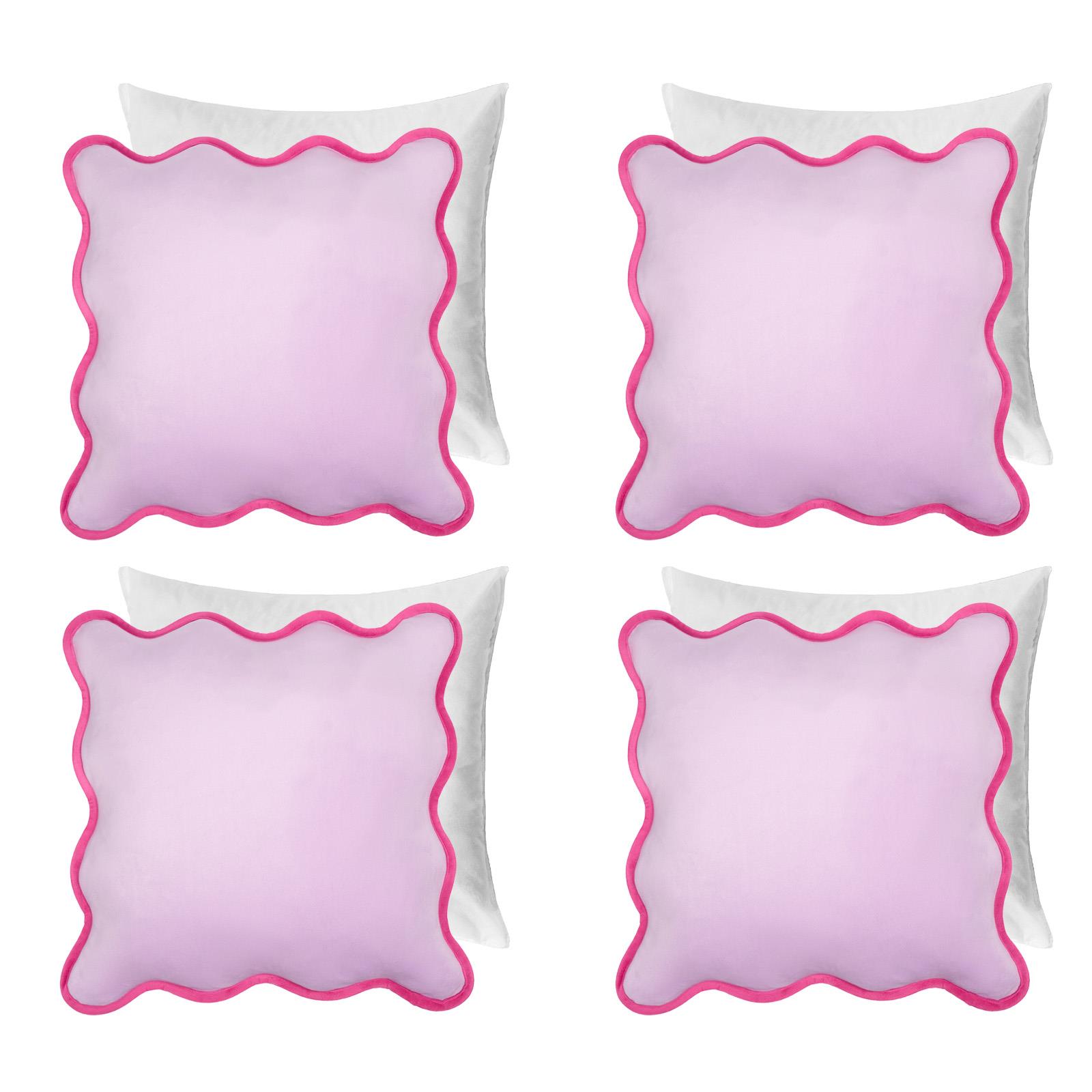 OHS Scallop Edge Cushion Covers Matte Velvet Square Pillowcases Filled Multipack
