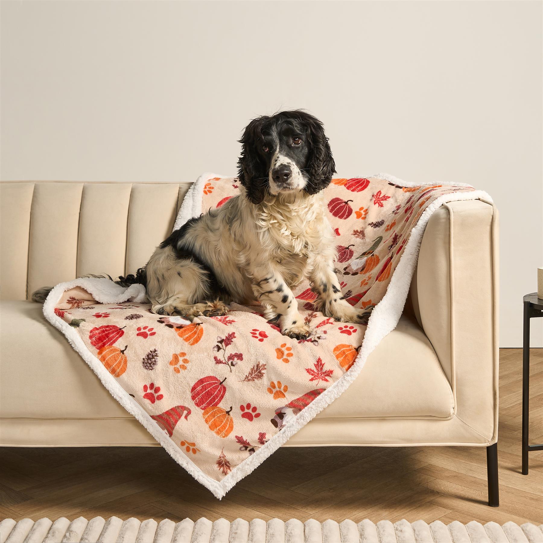 OHS Paw Pet Blanket Reversible Sherpa Fleece Dog Cats Thermal Calming Throw