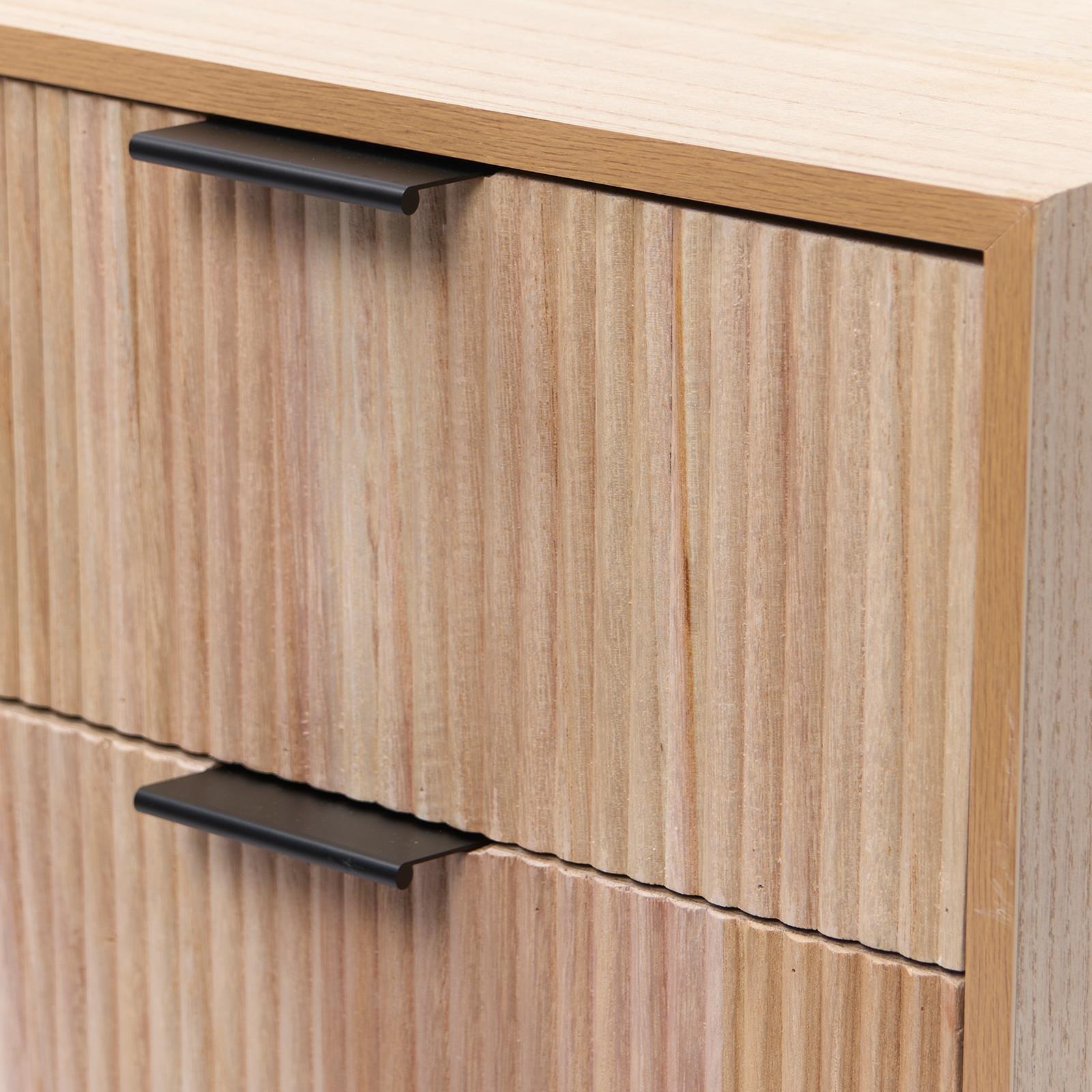Ribbed Bedside Table Modern Bedroom 3/4 Draw Office Nightstand Living Room Unit - Picture 34 of 71