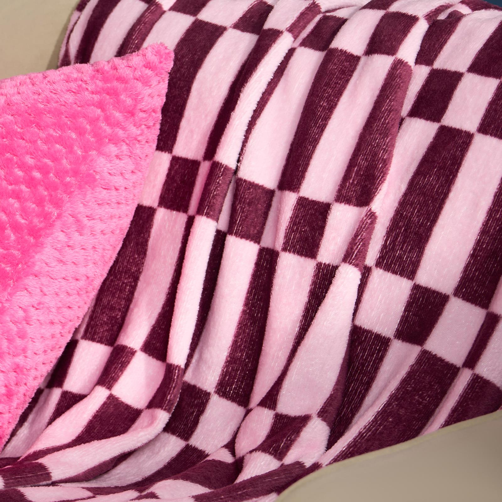OHS Checkerboard Throw Ultra Soft Blanket Flannel Lightweight Bedspread