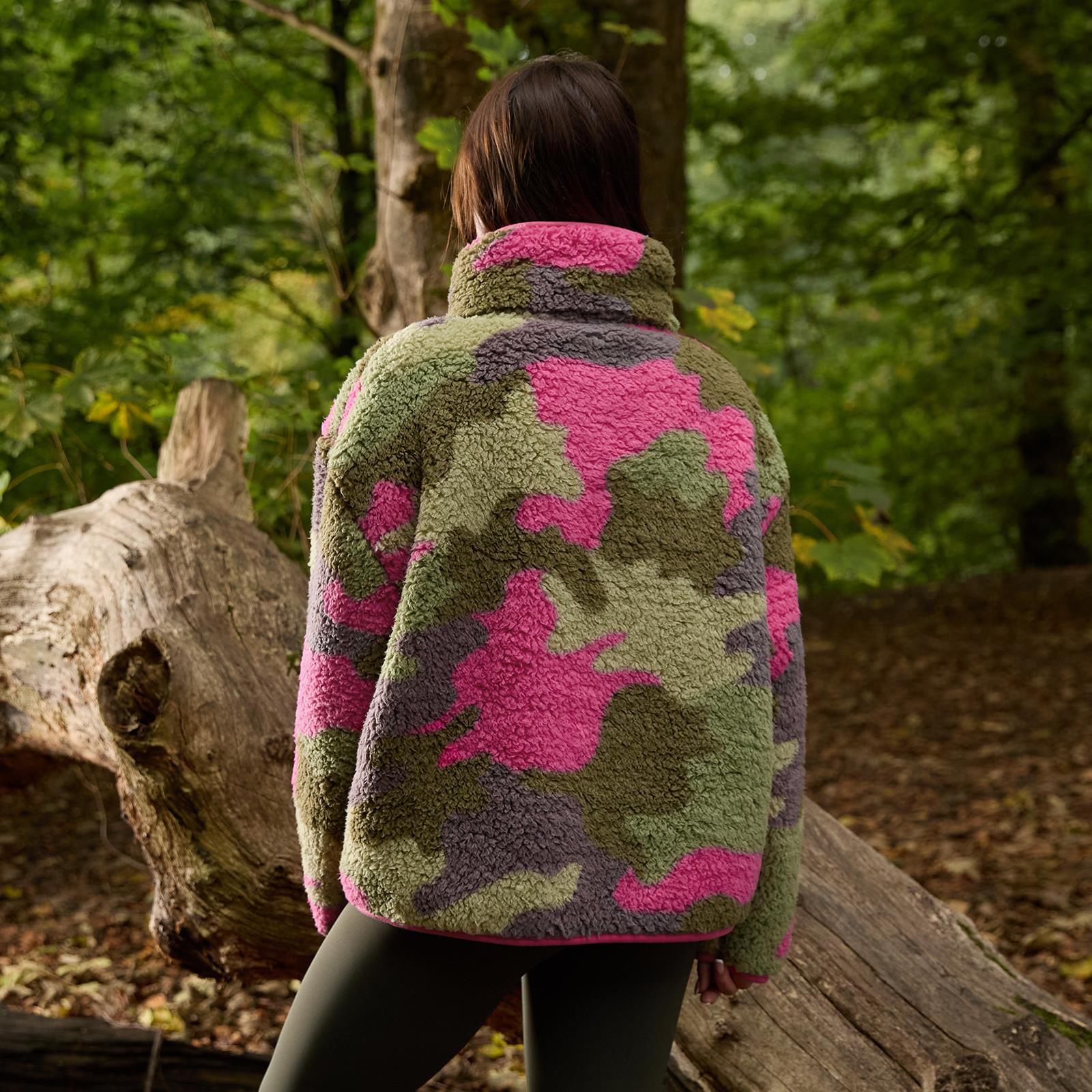 OHS Camo Half Zip Hoodie Teddy Fleece Winter Thermal Jumper Pullover Sweatshirt