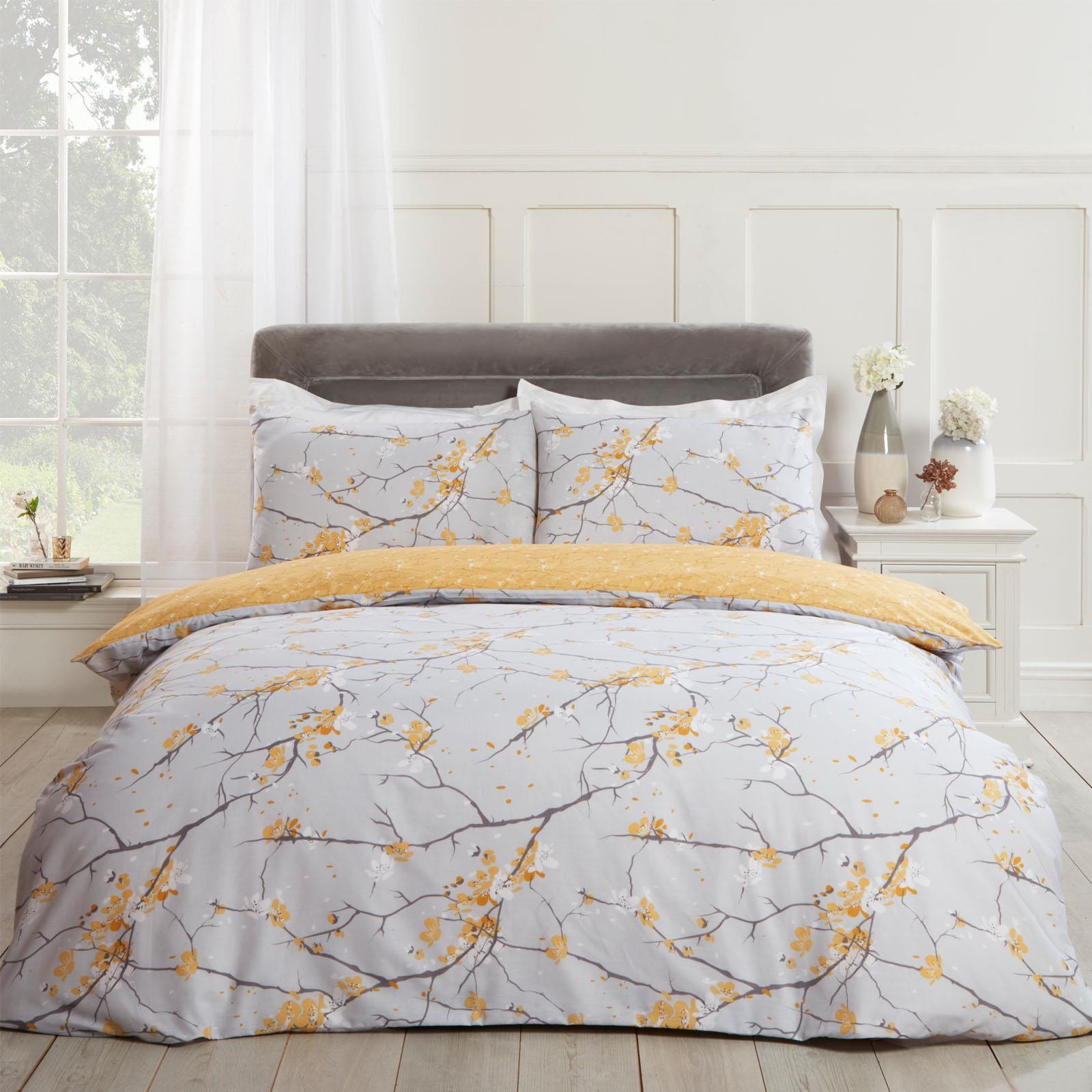 OHS Spring Blossoms Duvet Cover with Pillowcases Bedding Set Blush Ochre