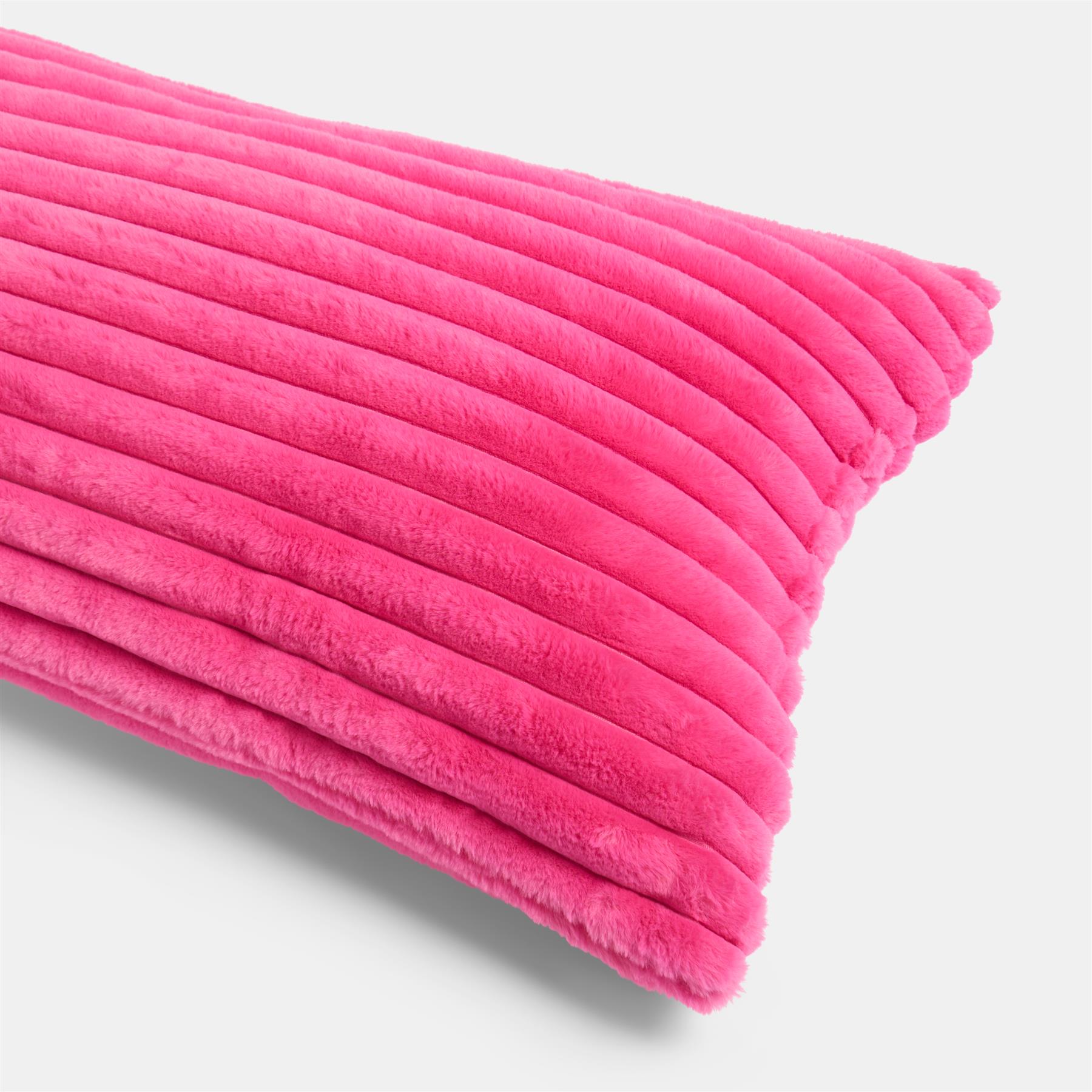 OHS Ribbed Bolster Pillow Faux Fur Long Luxury Soft Maternity Support Cushion