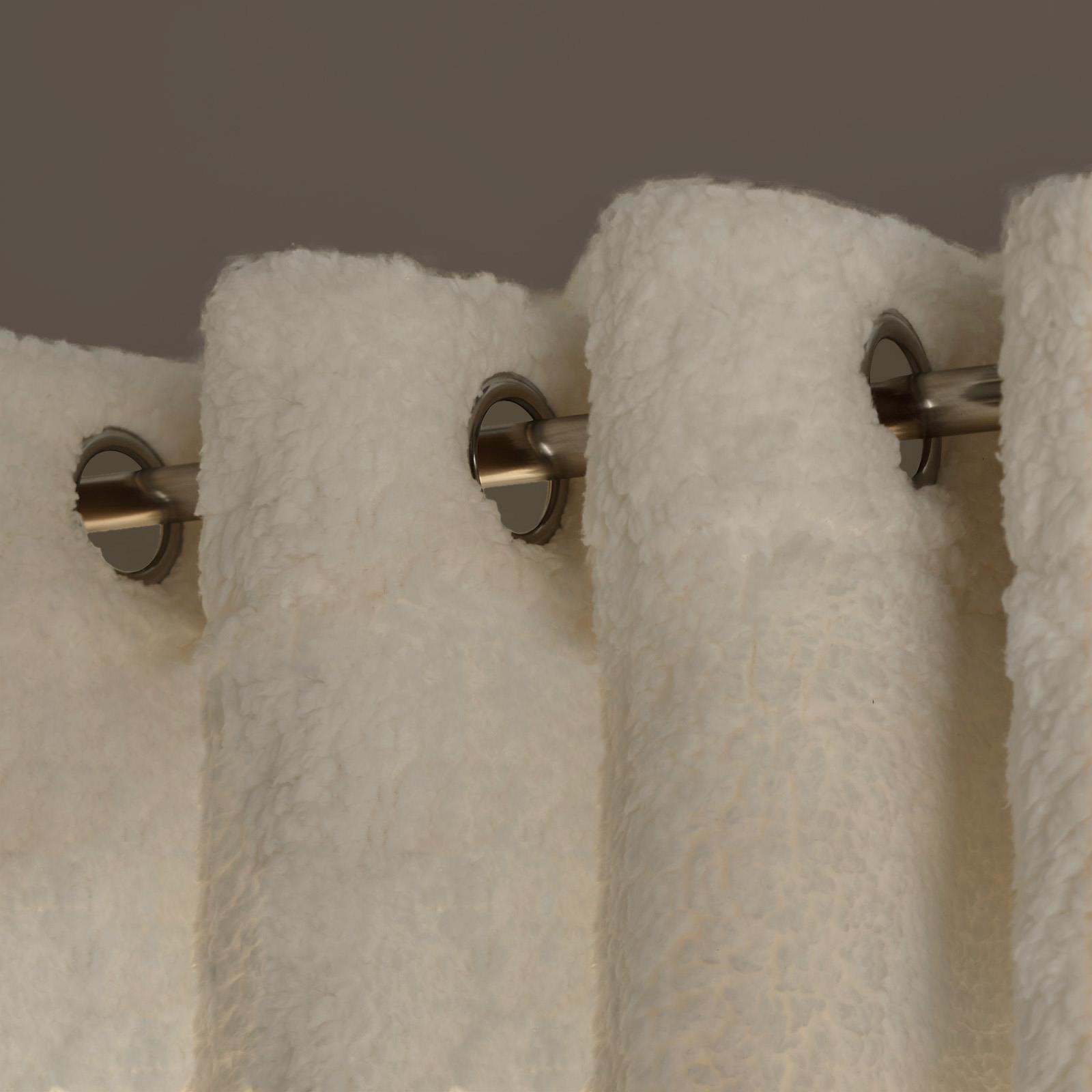 Teddy Fleece Eyelet Curtains Thermal Pair Ready Made Soft Thick Fabric Ring Top