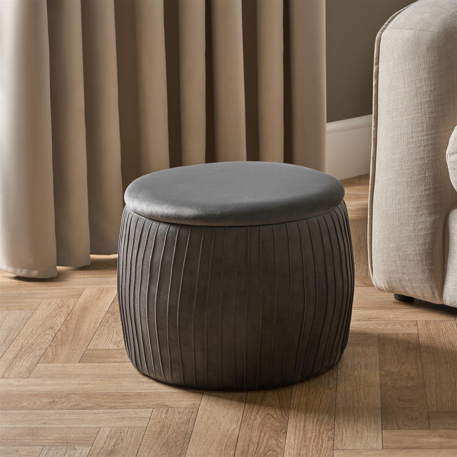 Ottoman Storage Stool Matte Velvet Pleated Home Decor Vanity Pouffe Chair Seat