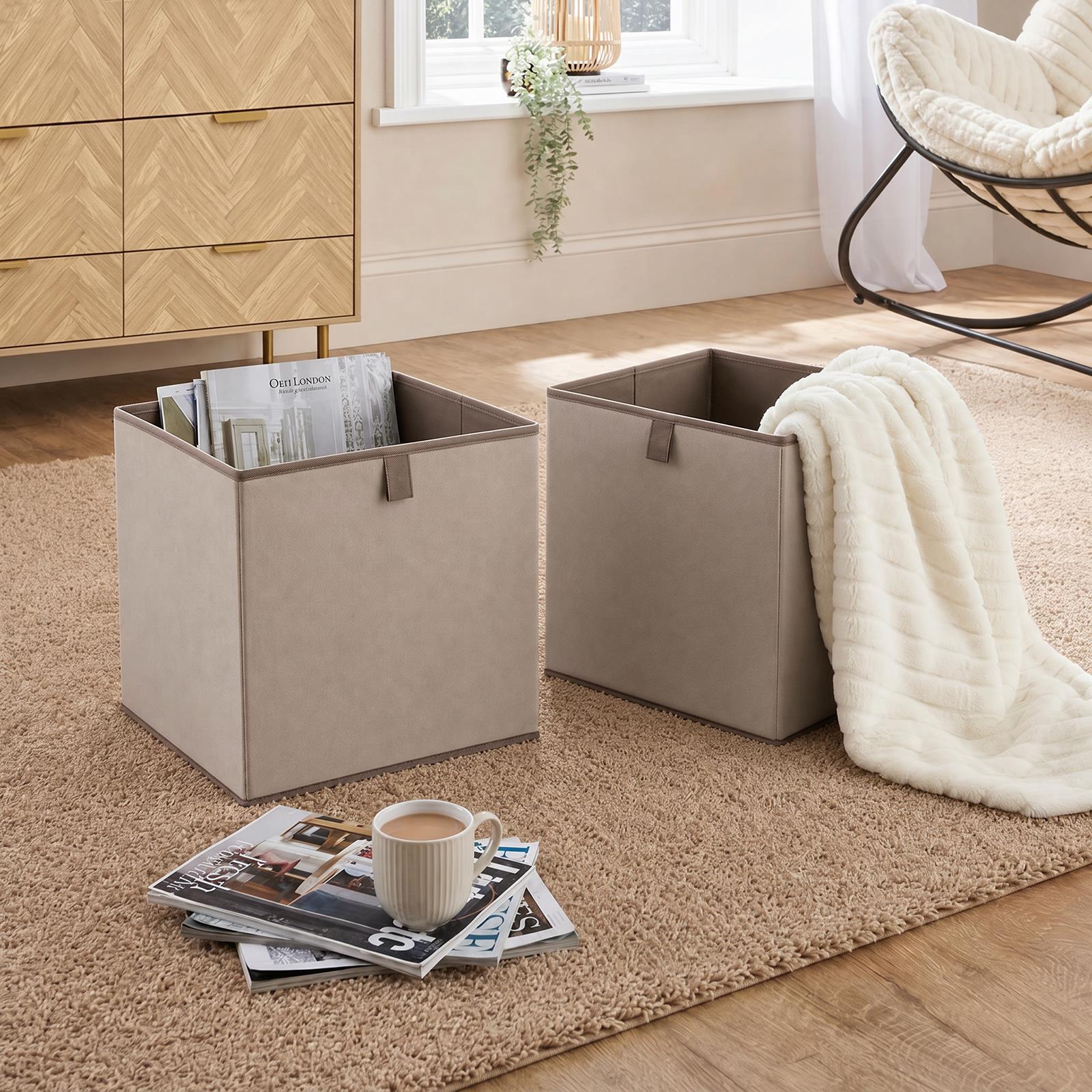 OHS Multi Pack of Matte Velvet Storage Boxes Stylish Foldable Set Square Cube