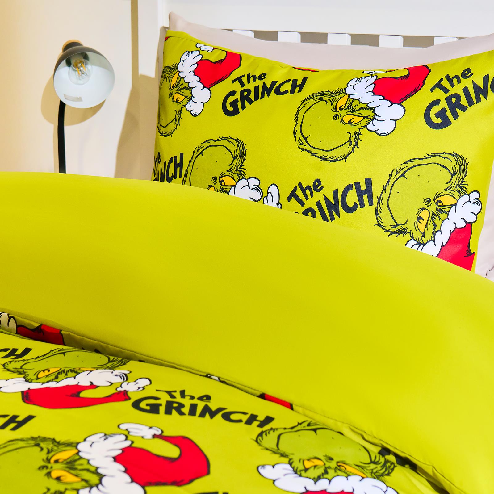 OHS x Grinch Bedding Set Kids Christmas Novelty Soft Duvet Cover with Pillowcase