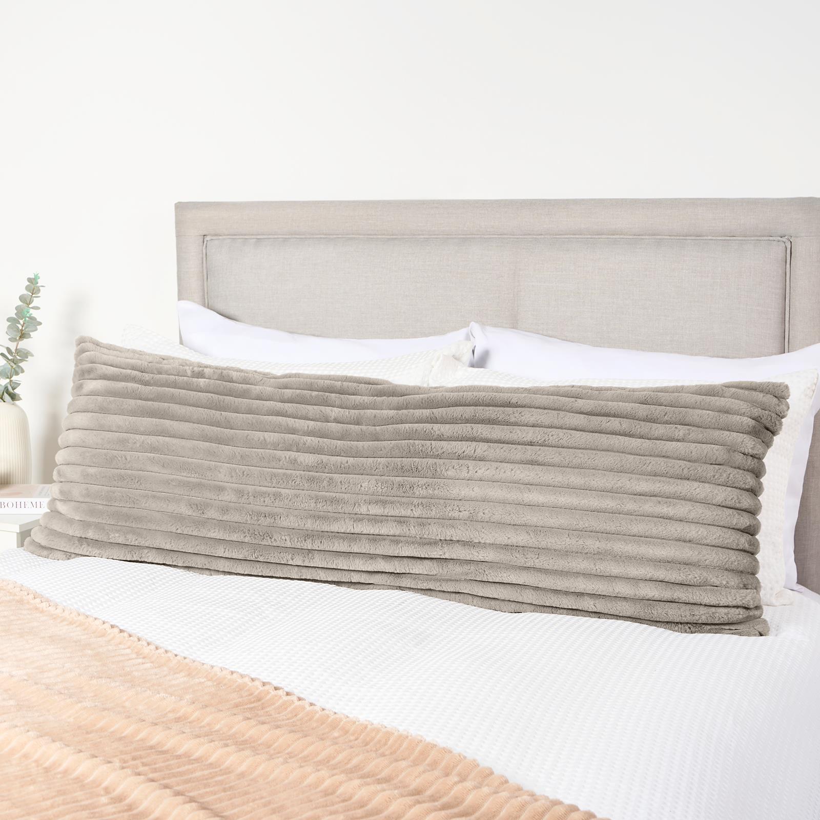 OHS Ribbed Bolster Pillow Faux Fur Long Luxury Soft Maternity Support Cushion