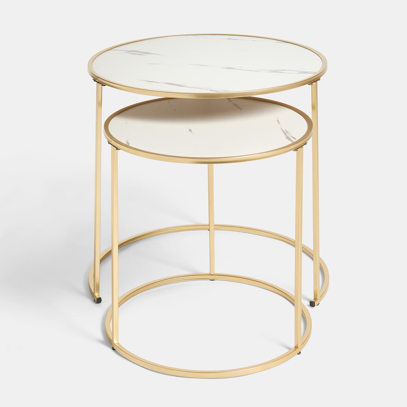 OHS Manhattan Nesting Table Stacking Coffee Side Wooden Effect Tables Set of 2/3